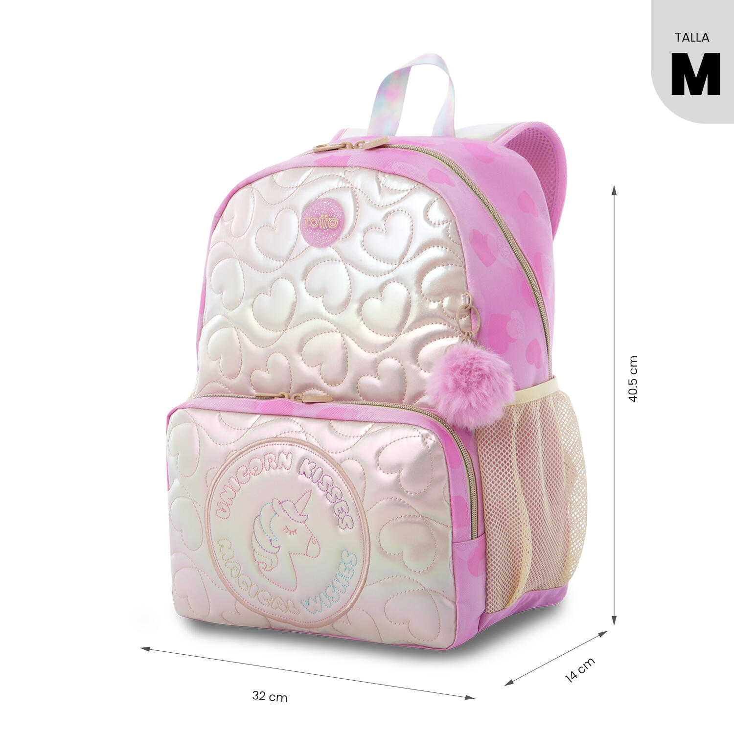 Totto Mochila Infantil Unicorn Kisses M Unicorn Kisses Glowy Poliéster 32 x 40. 3/5