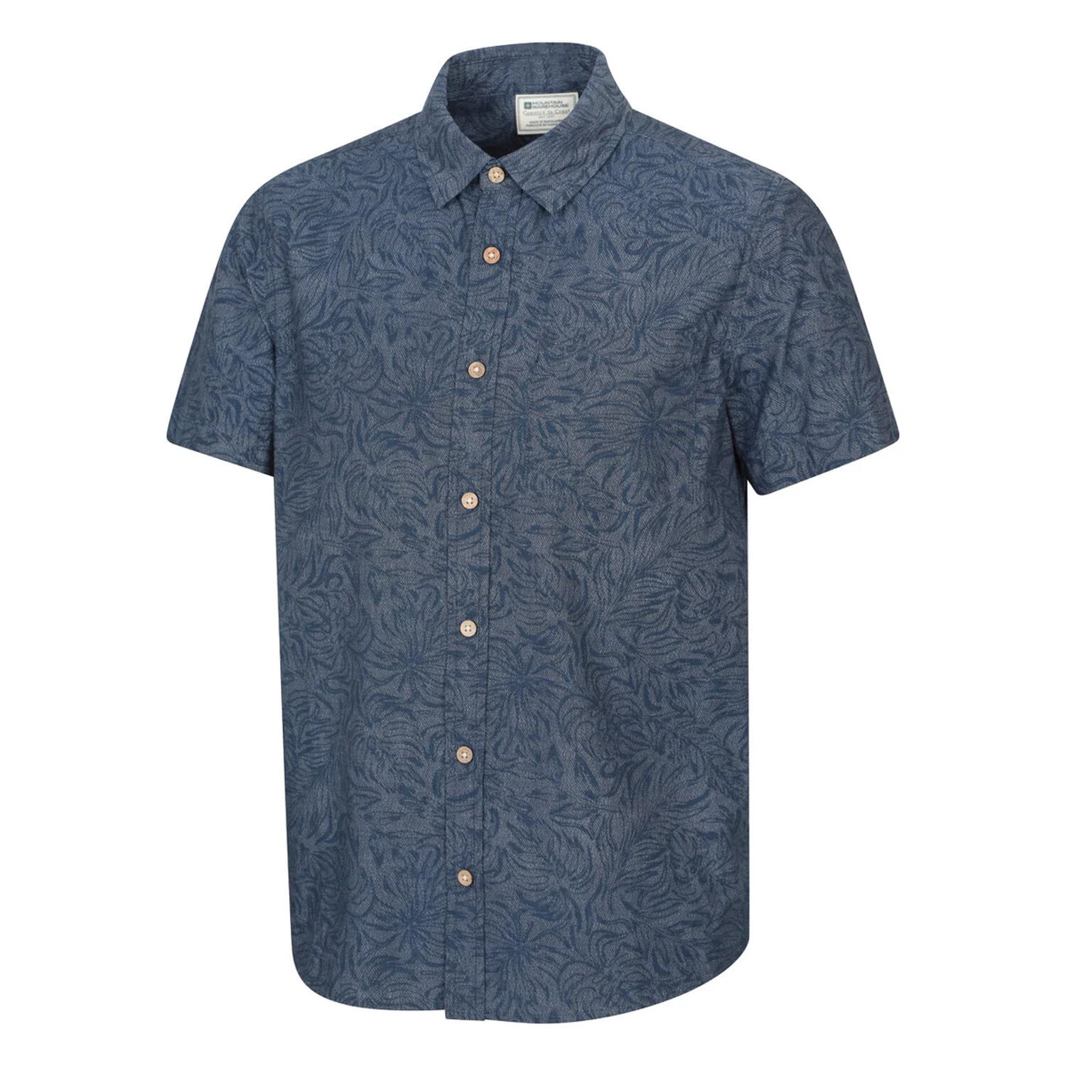 Tropical Camicia Fantasia Maniche Corte Uomo Mountain Warehouse Blu Pallido 3/3