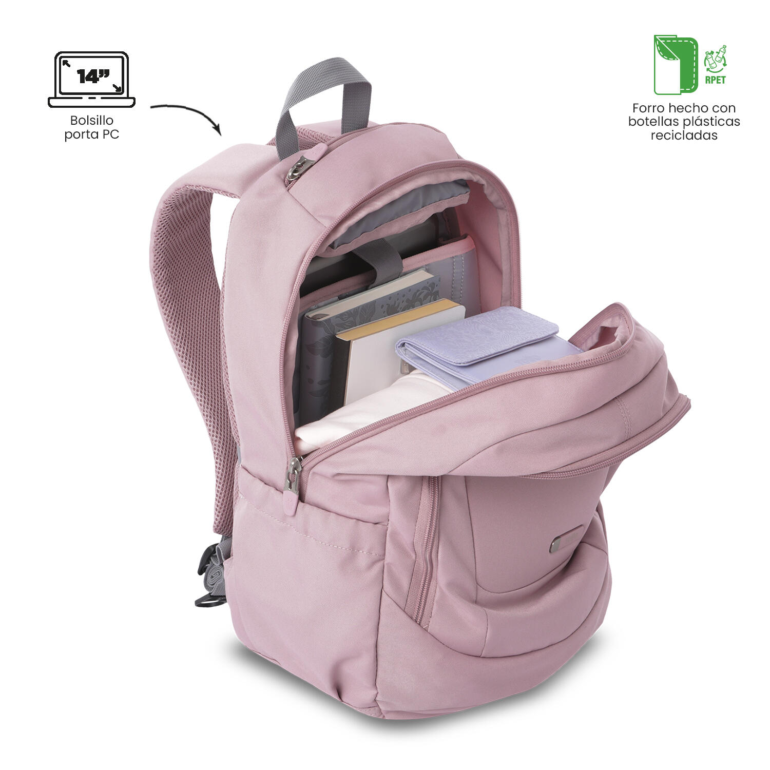 Totto Mochila urbana Goctal 3.0 Zephyr/Alloy Poliéster 32.5 x 44 x 18 cm 5/5