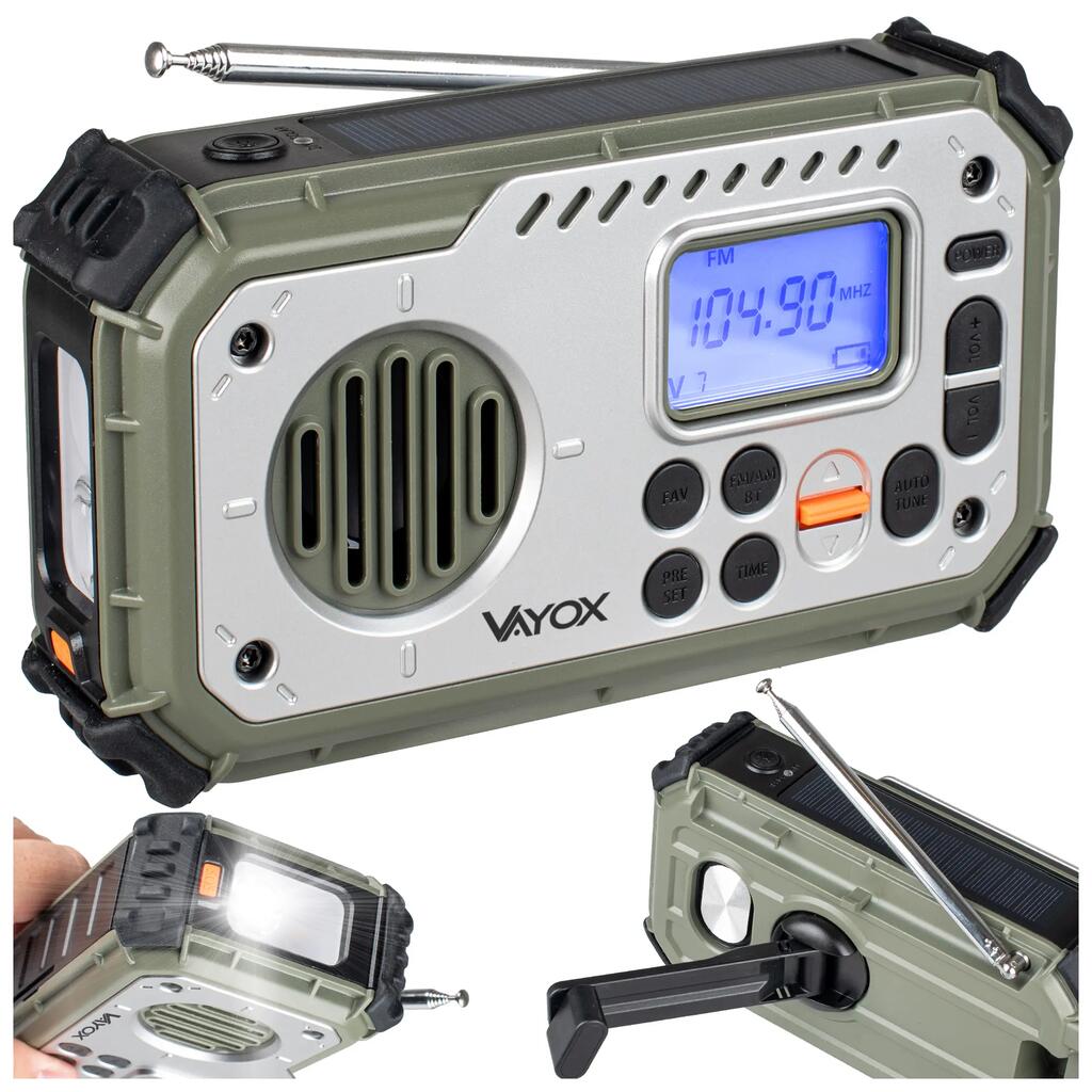 Радио туристическо Vayox VA0440 Bluetooth, Powerbank, Solar, Dynamo