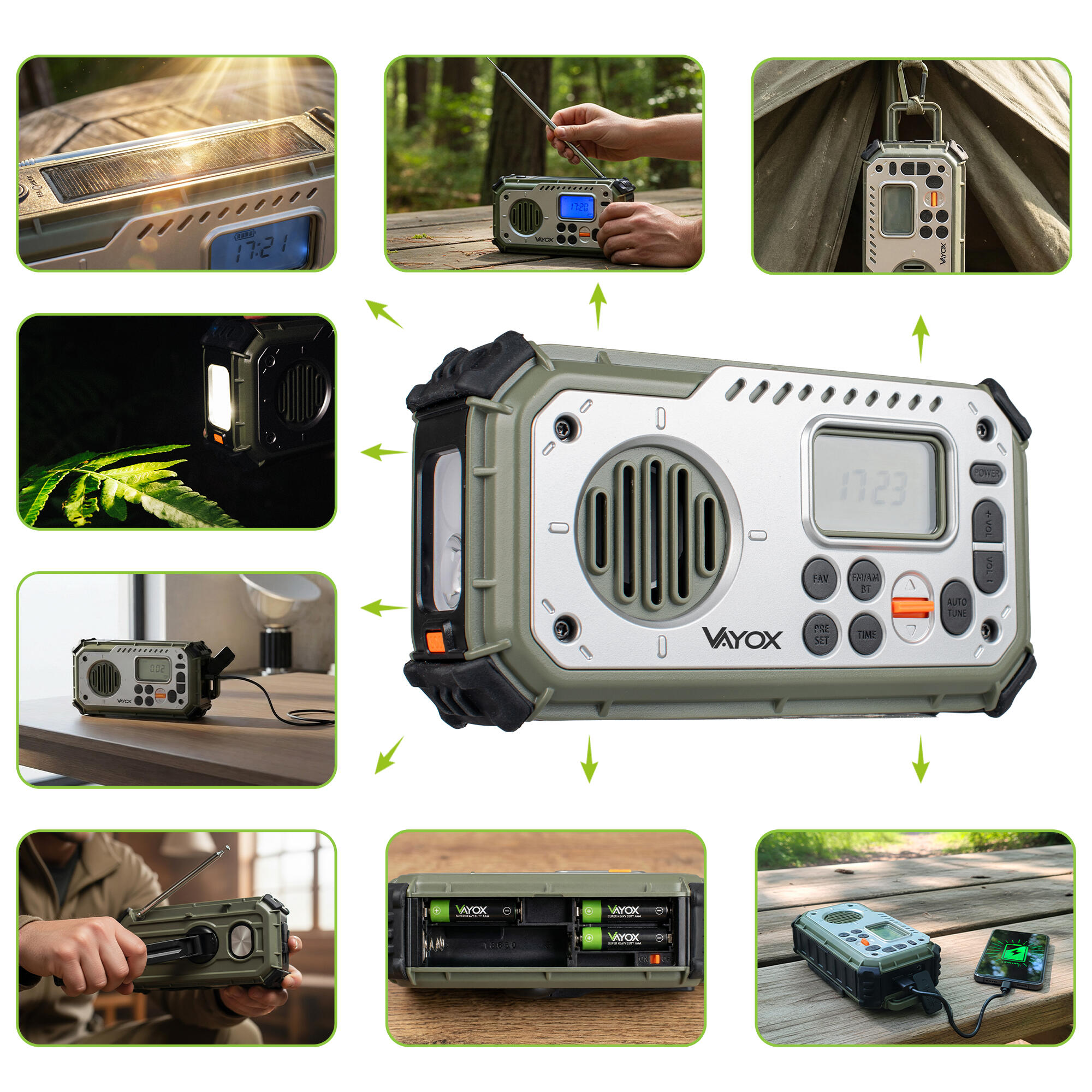 Radio turystyczne Vayox VA0440 Bluetooth, Powerbank, Solar, Dynamo 6/8