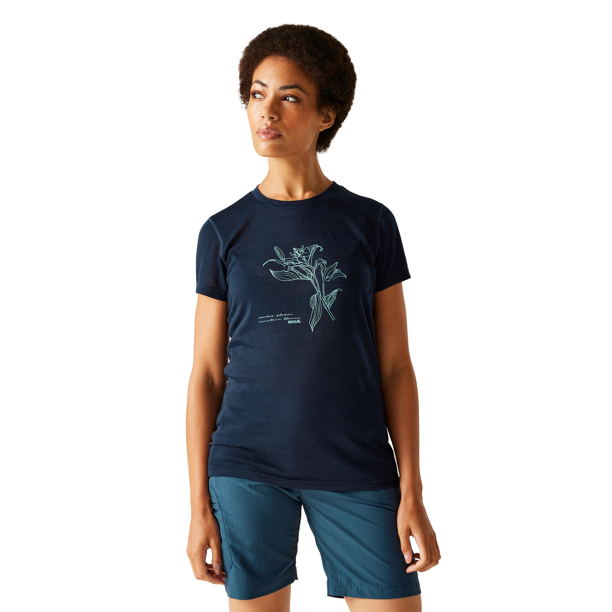 Tshirt Manches Courtes Motif/style Floral ESCADE Femme (Bleu Marine Imprimé 4/5