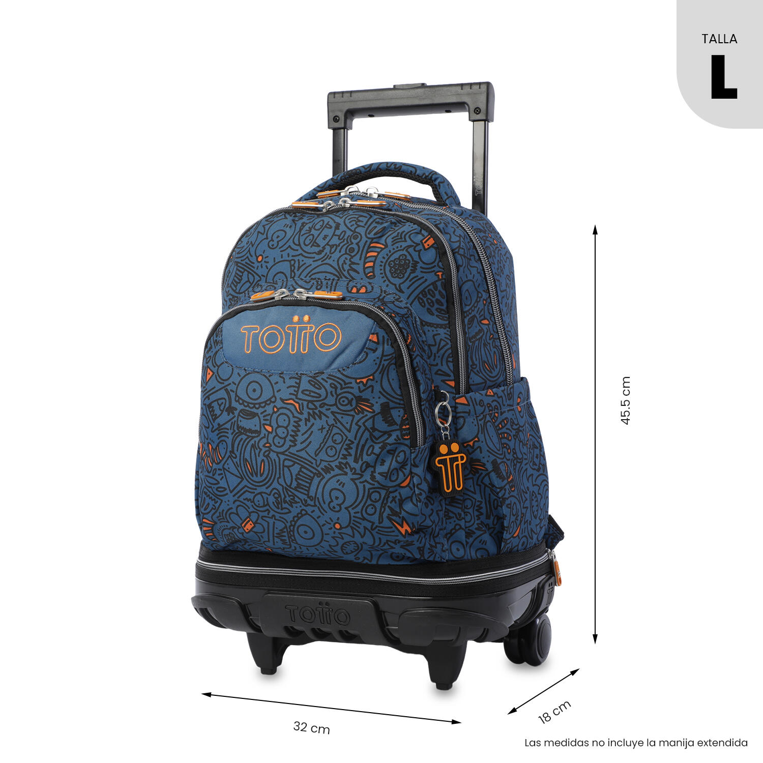 Totto Mochila escolar ruedas Tiza Desmontable Grafer Poliéster 32 x 45.5 x 18 c 3/5