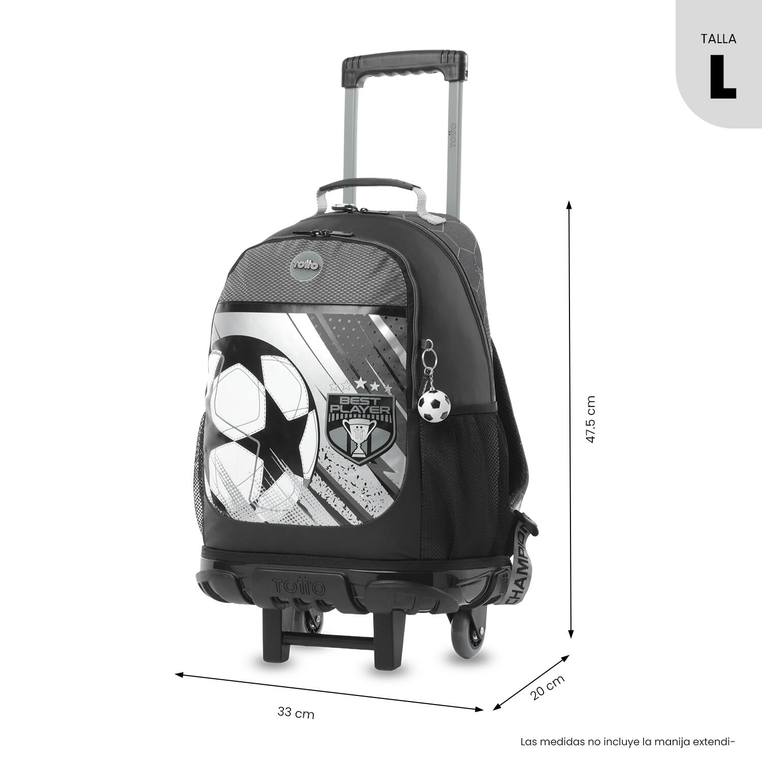 Totto Mochila infantil ruedas Champion L Champion Gray Poliéster 33 x 47.5 x 20 3/5