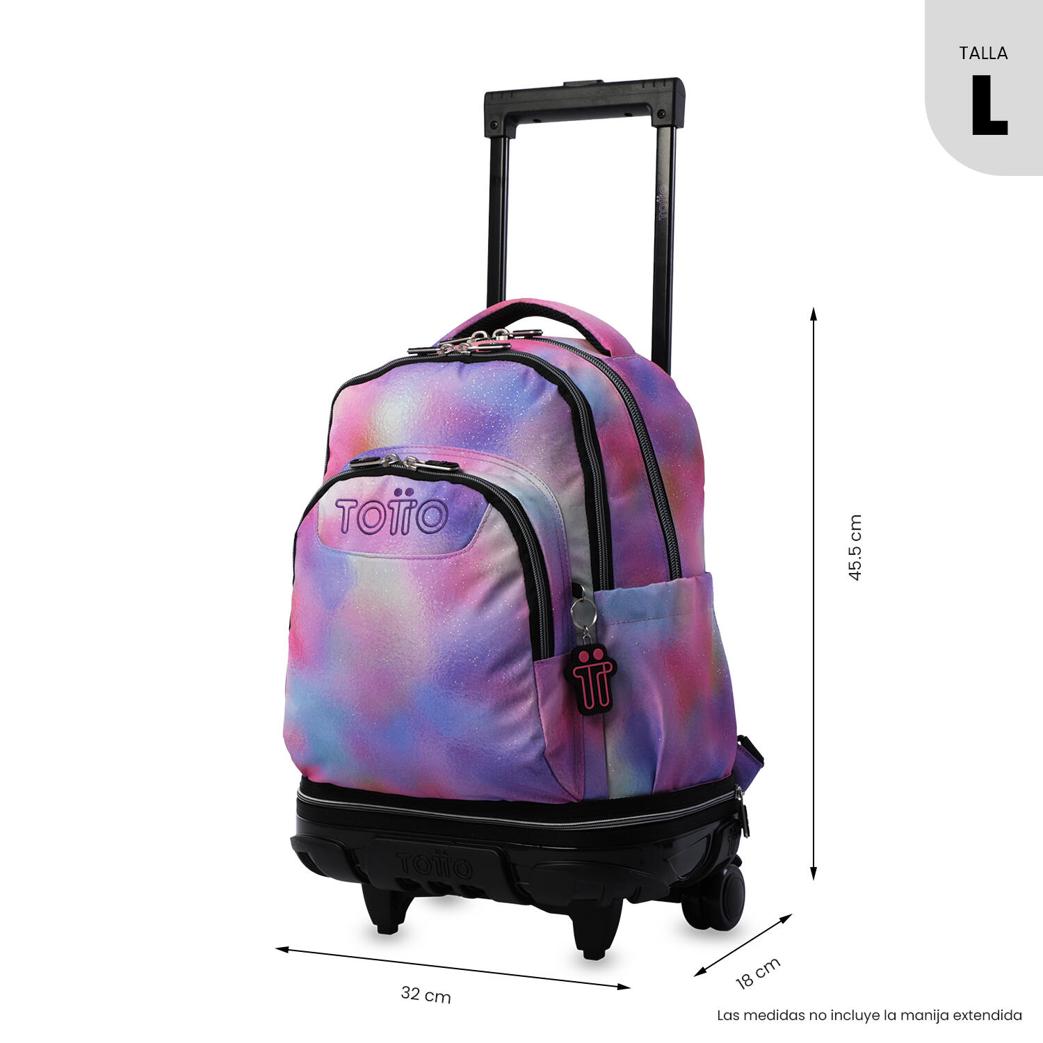 Totto Mochila escolar ruedas Tiza Desmontable Glitter Bloom Poliéster 32 x 45.5 3/5