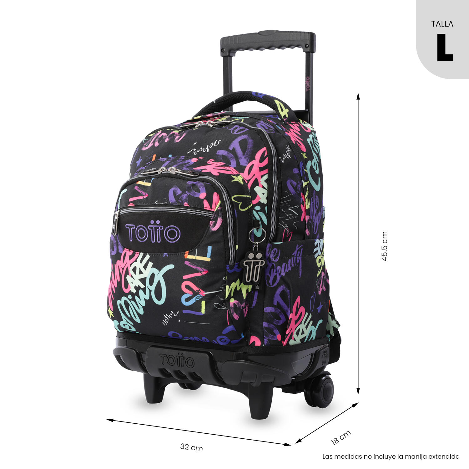Totto Mochila escolar ruedas Renglones Letry Poliéster 32 x 45.5 x 18 cm 3/5