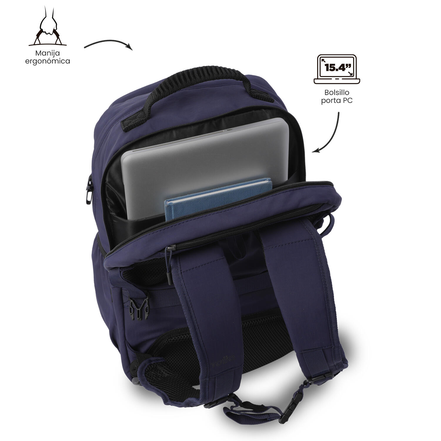 Totto Mochila ejecutiva Spa XL Azul/Negro Poliamida 31 x 46 x 20 cm 5/5
