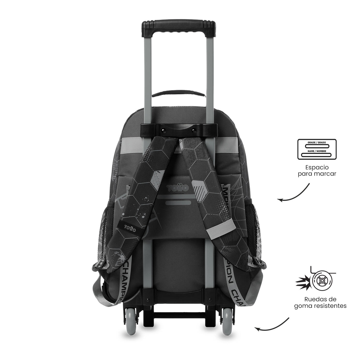 Totto Mochila infantil ruedas Champion L Champion Gray Poliéster 33 x 47.5 x 20 4/5
