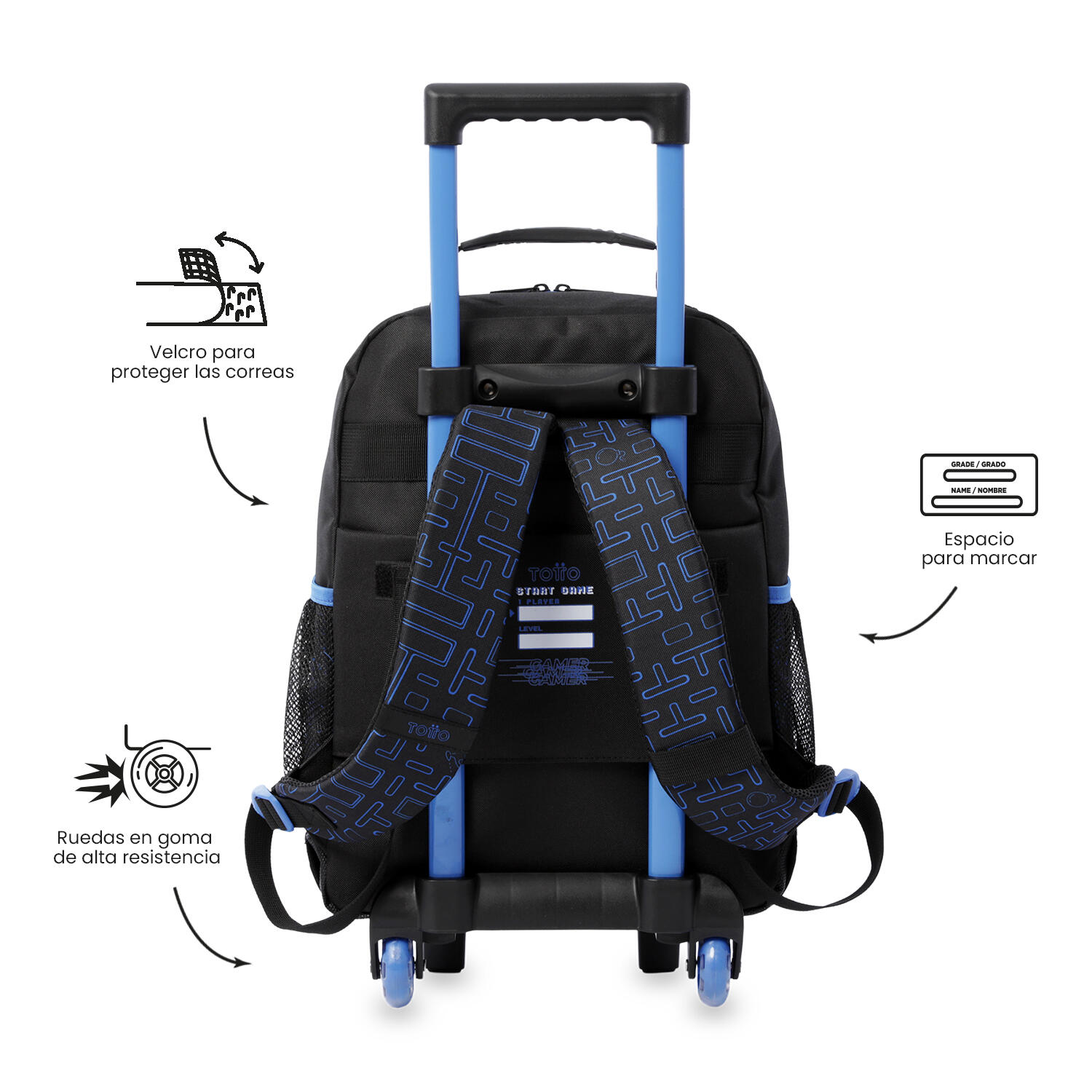 Totto Mochila infantil ruedas Vortex M Vortex Poliéster 29.5 x 41.5 x 19 cm 4/5