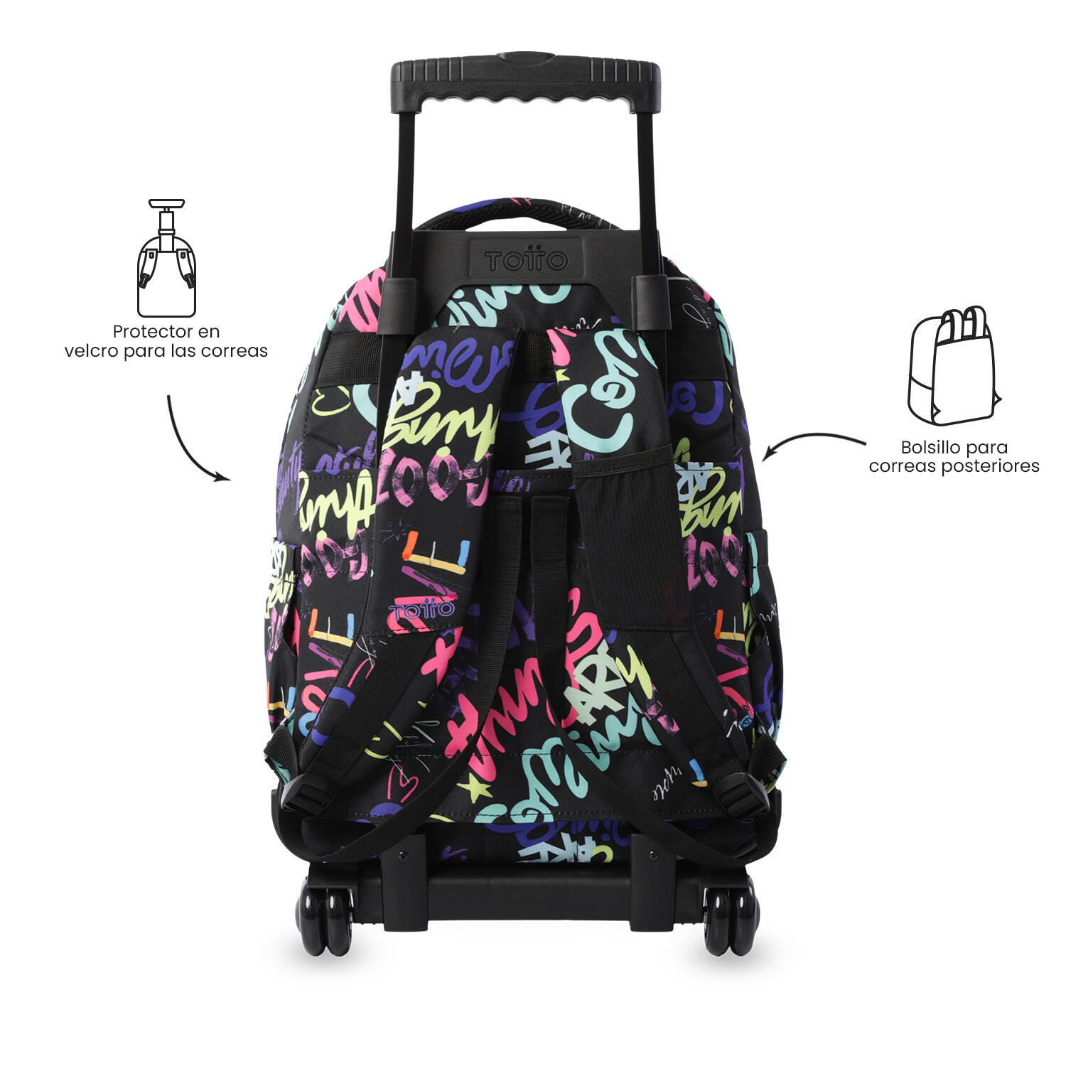 Totto Mochila escolar ruedas Renglones Letry Poliéster 32 x 45.5 x 18 cm 4/5