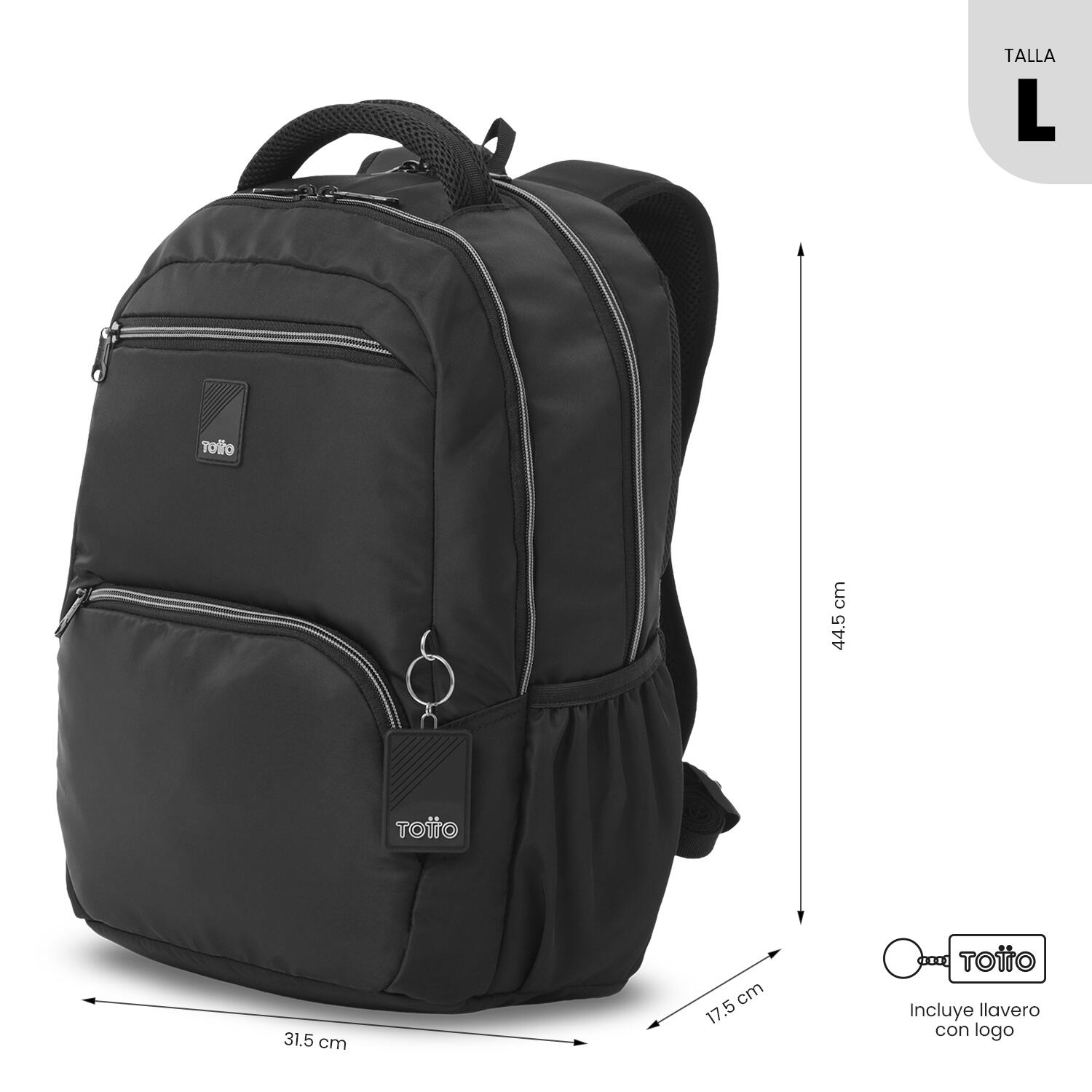 Totto Mochila urbana Tracer 4 2.0 Negro/Gris Poliéster 31.5 x 44.5 x 17.5 cm 3/5