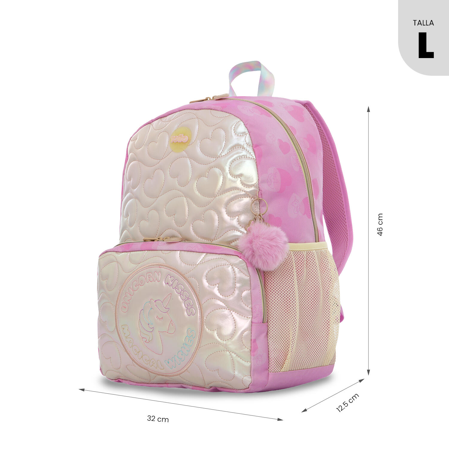 Totto Mochila infantil Unicorn Kisses L Unicorn Kisses Glowy Poliéster 32 x 46 3/5