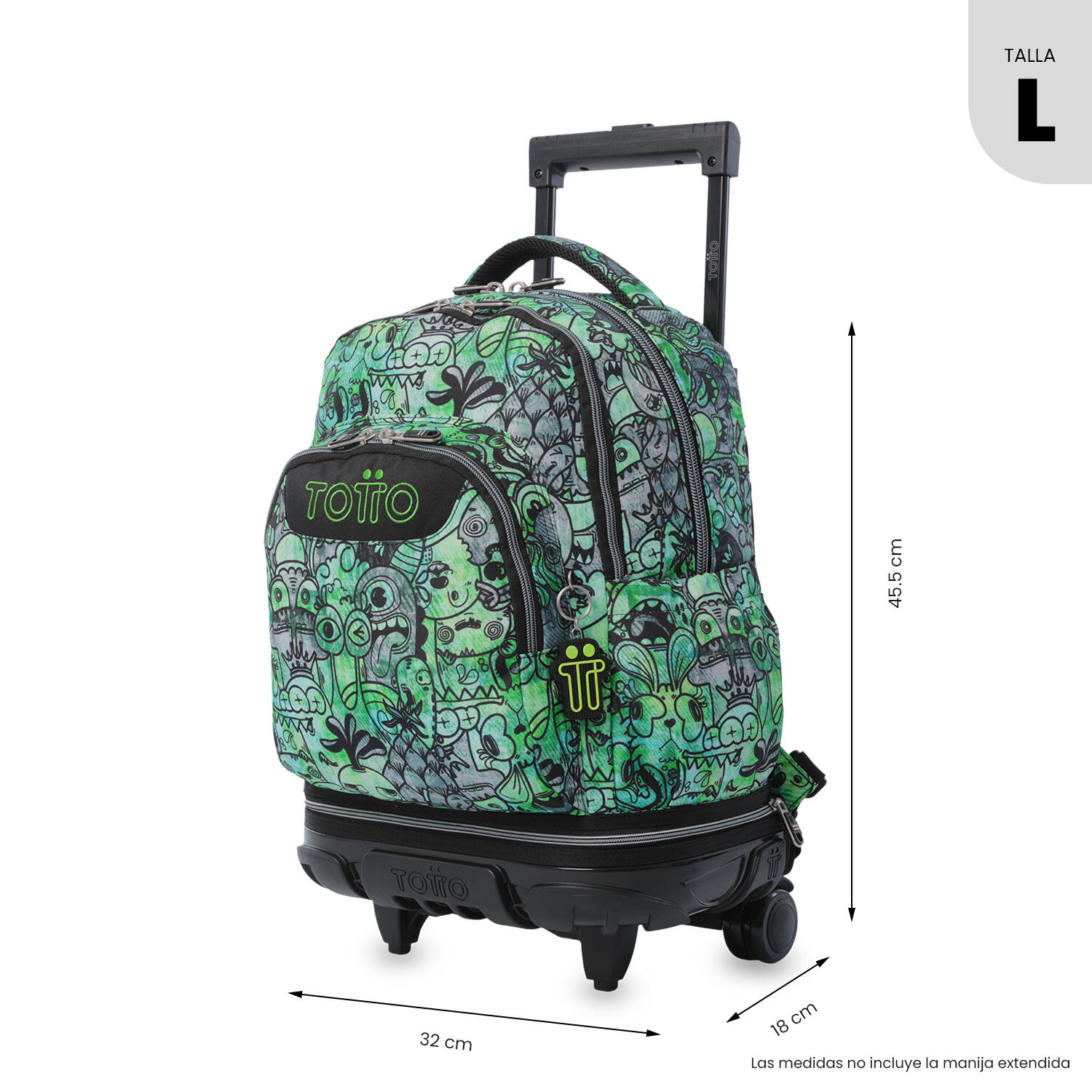 Totto Mochila escolar ruedas Tiza Desmontable Crew Poliéster 32 x 45.5 x 18 cm 3/5