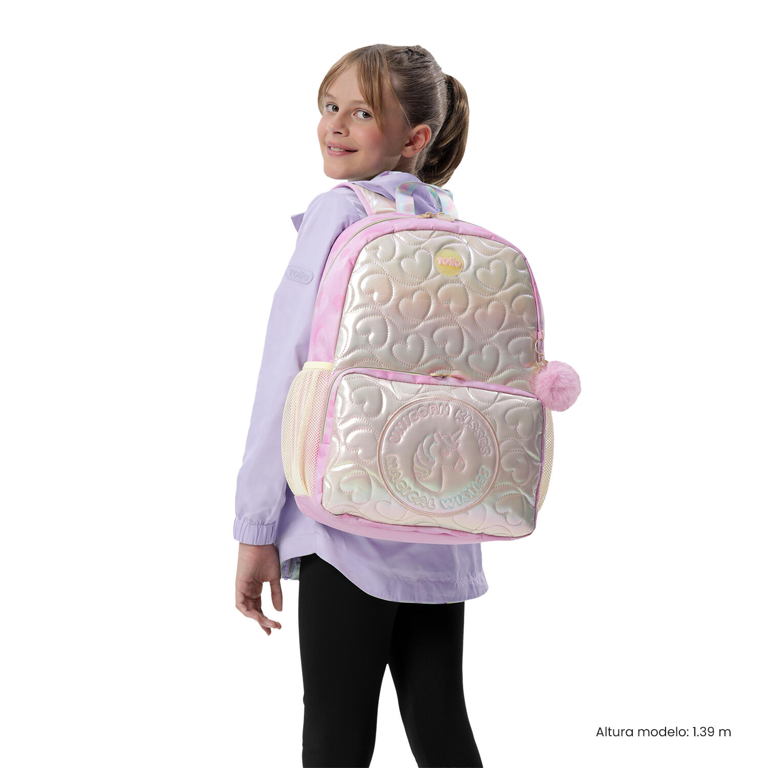 Totto Mochila infantil Unicorn Kisses L Unicorn Kisses Glowy Poliéster 32 x 46 2/5