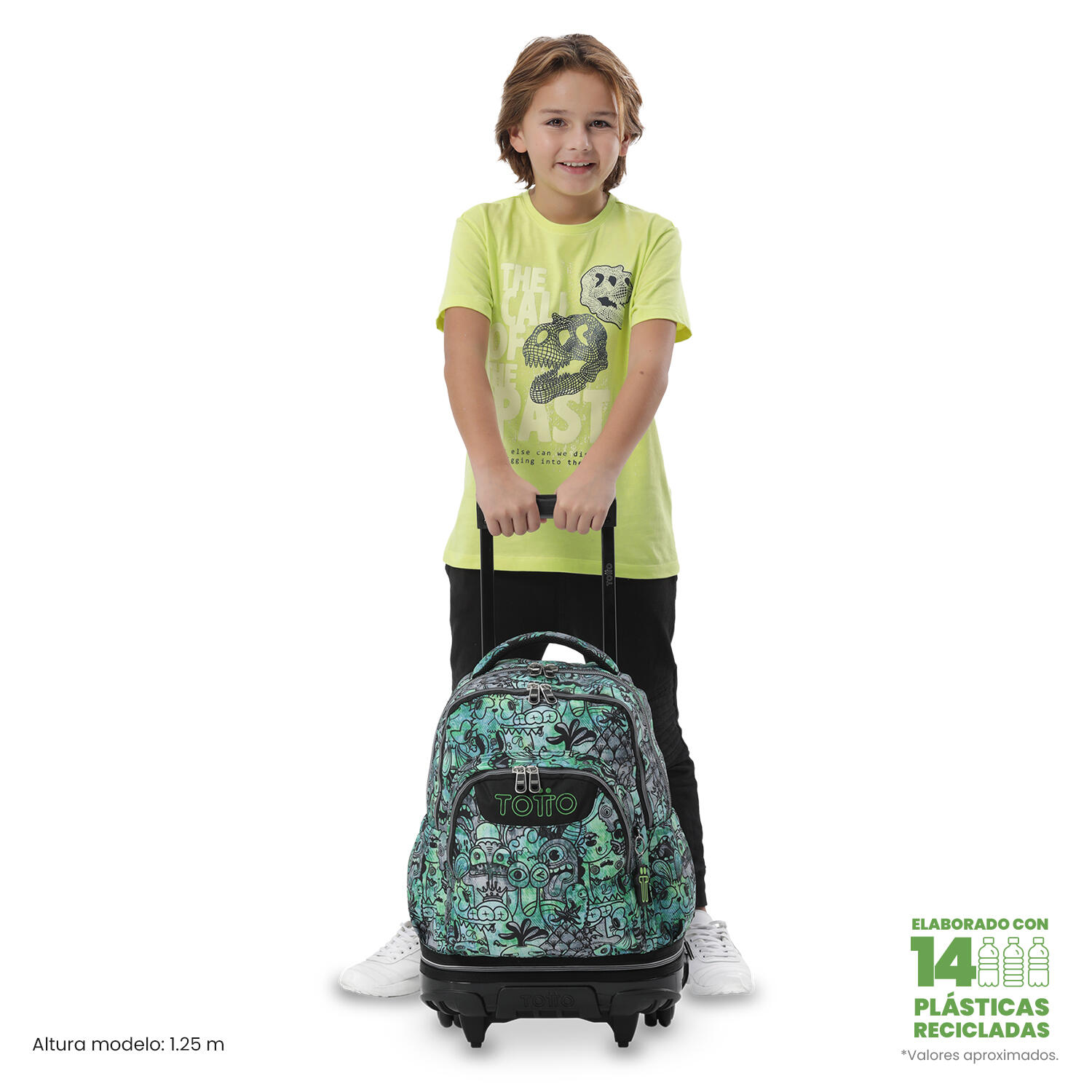 Totto Mochila escolar ruedas Tiza Desmontable Crew Poliéster 32 x 45.5 x 18 cm 2/5