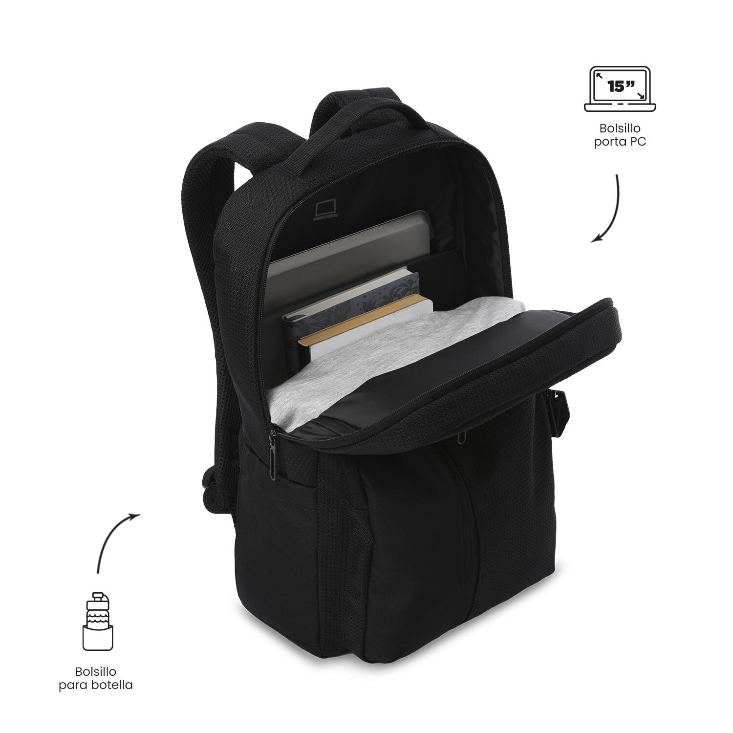 Totto Mochila ejecutiva Drift Negro/Black Poliéster 32 x 45 x 14 cm 5/5