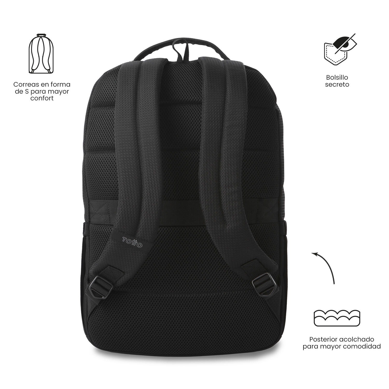 Totto Mochila ejecutiva Drift Negro/Black Poliéster 32 x 45 x 14 cm 4/5
