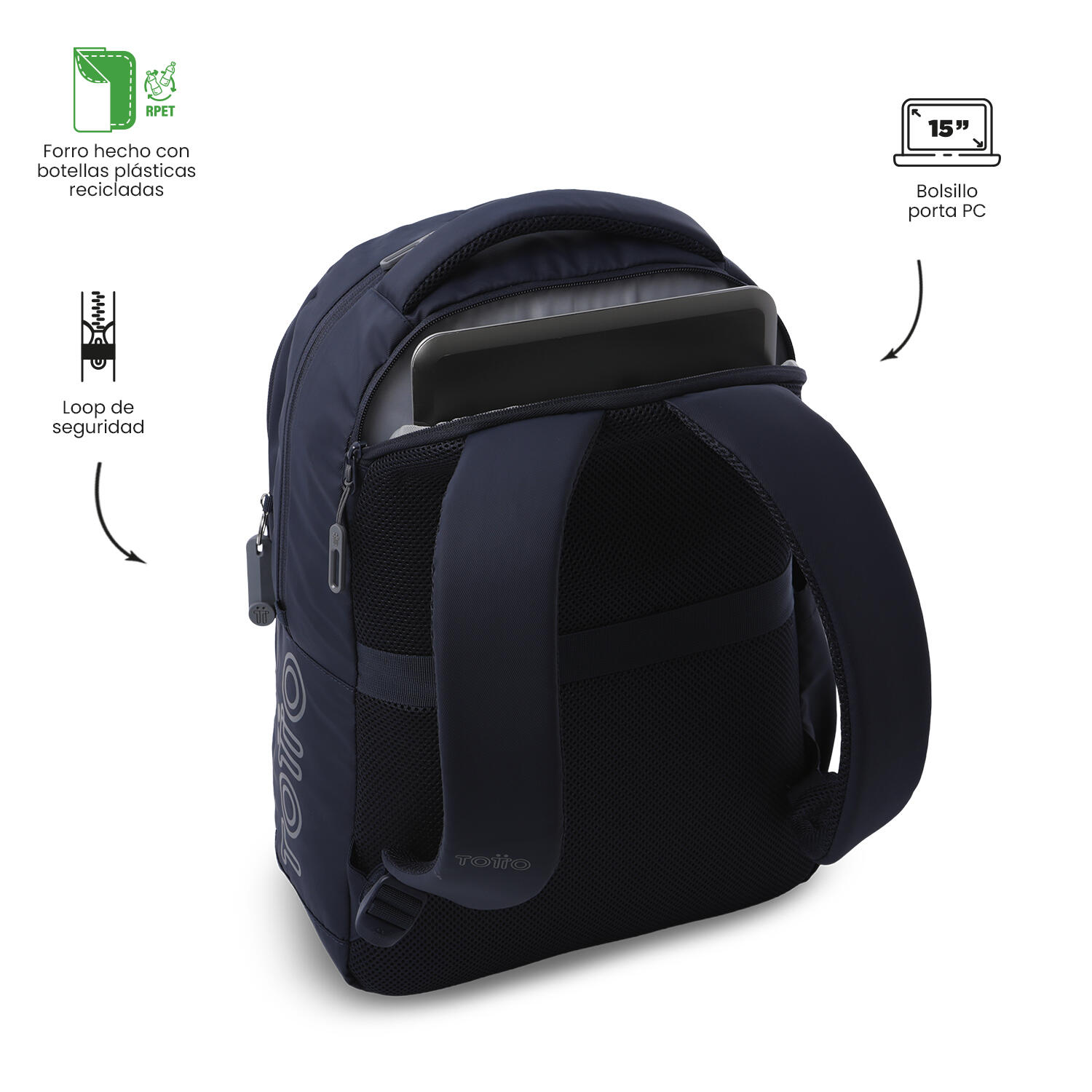 Totto Mochila ejecutiva Kick Salute/Steel Gray Poliuterano 30 x 44 x 19 cm 5/5