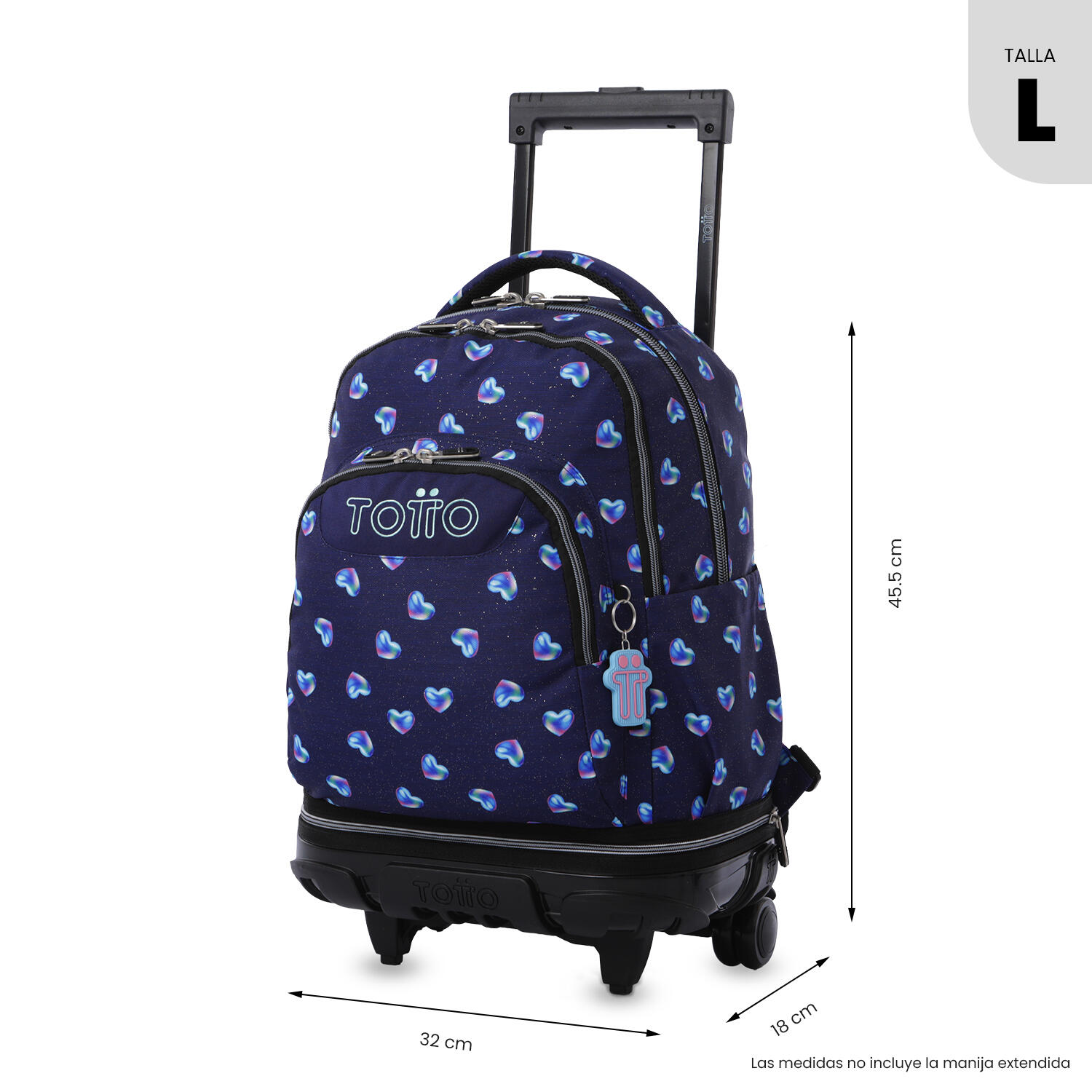 Totto Mochila escolar ruedas Tiza Desmontable Glitter Nacary Poliéster 32 x 45. 3/5