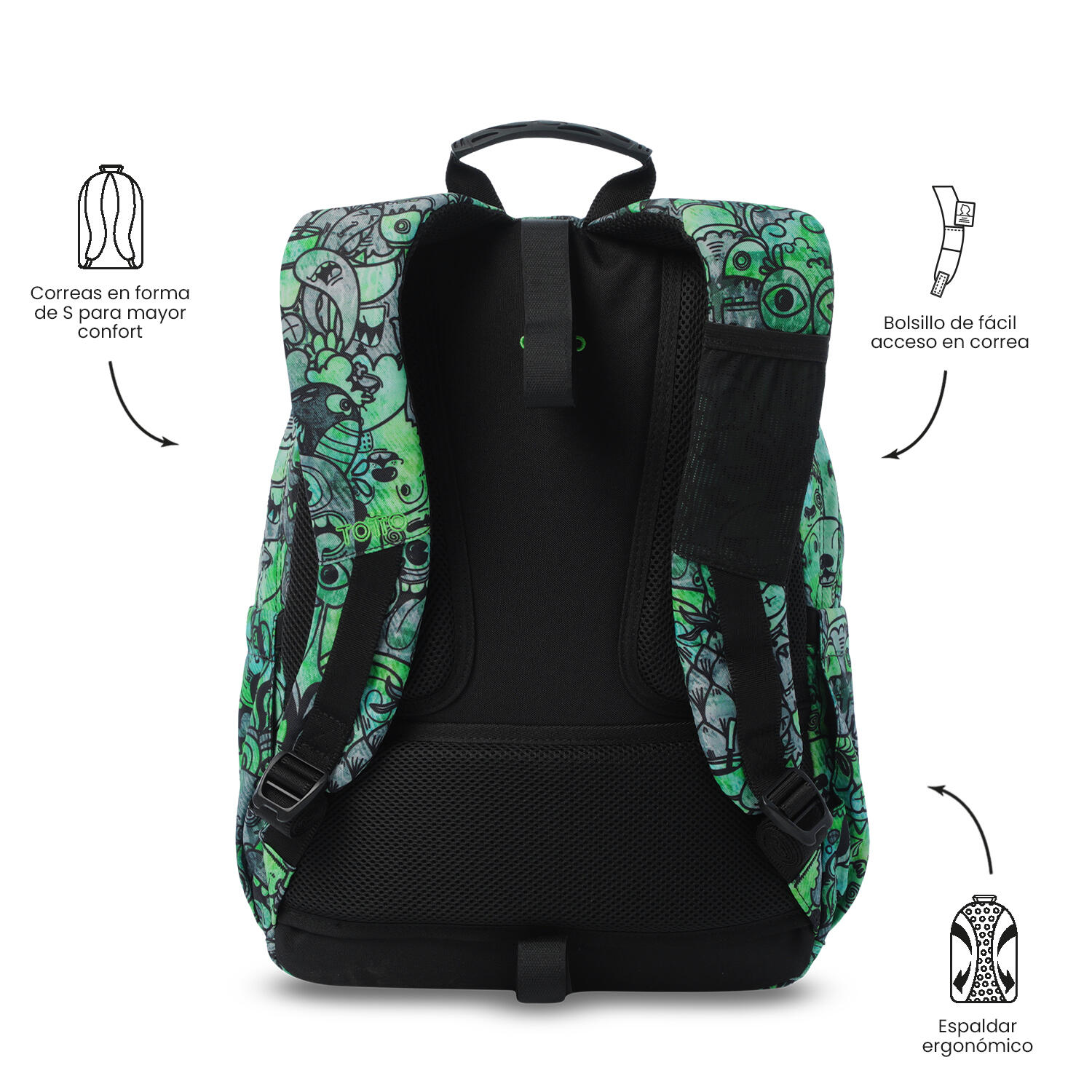 Totto Mochila escolar Acuareles Crew Poliéster 33 x 44 x 14 cm 4/5