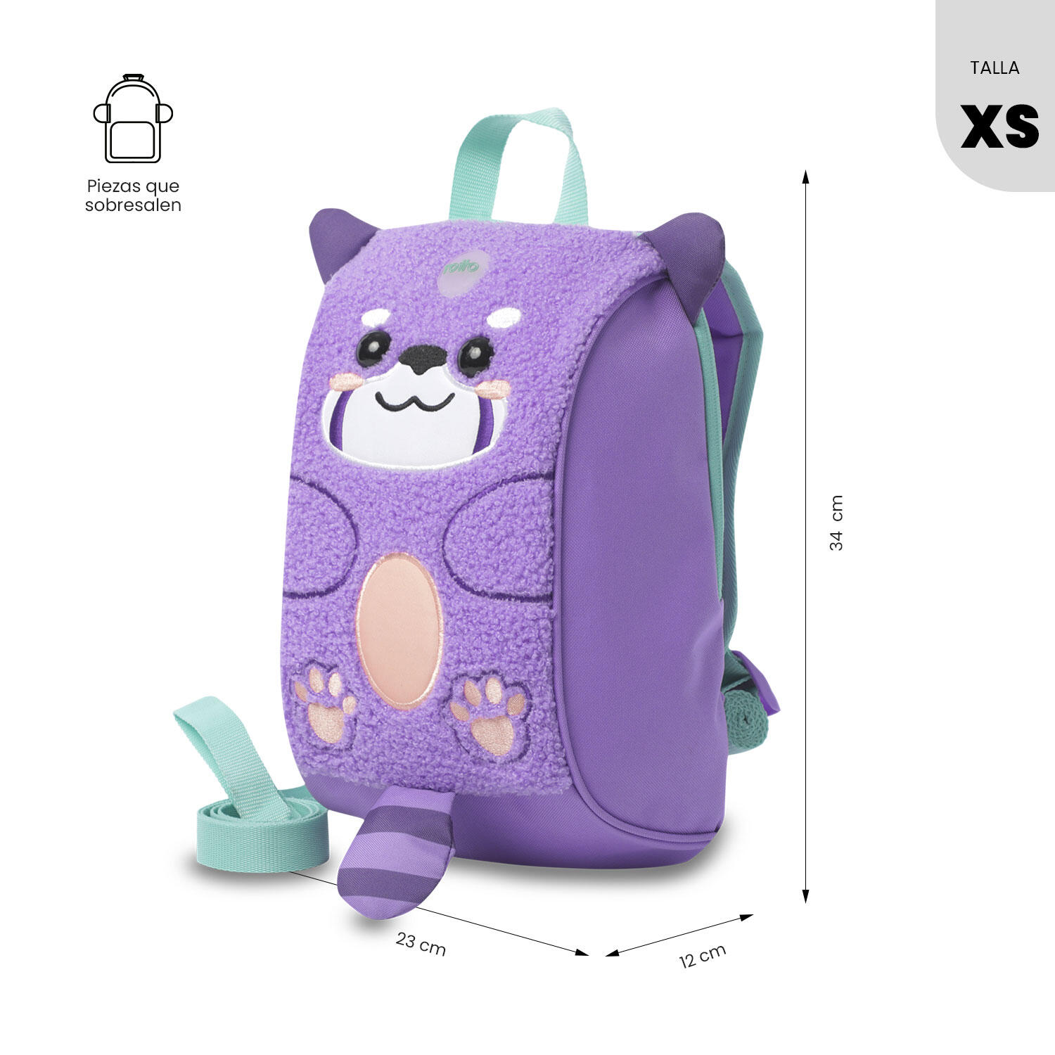 Totto Mochila infantil Kido Amethyst Orchid Poliéster 23 x 34 x 12 cm 3/5