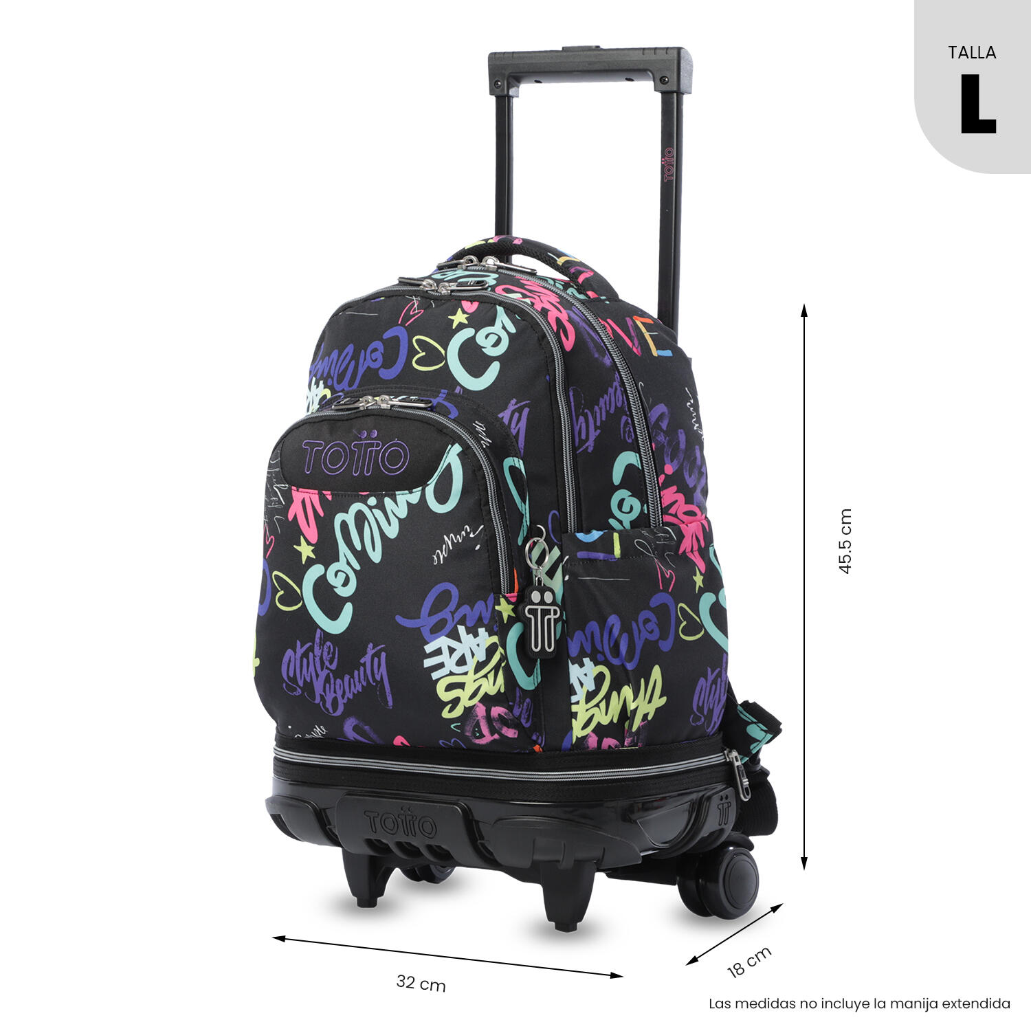 Totto Mochila escolar ruedas Tiza Desmontable Letry Poliéster 32 x 45.5 x 18 cm 3/5