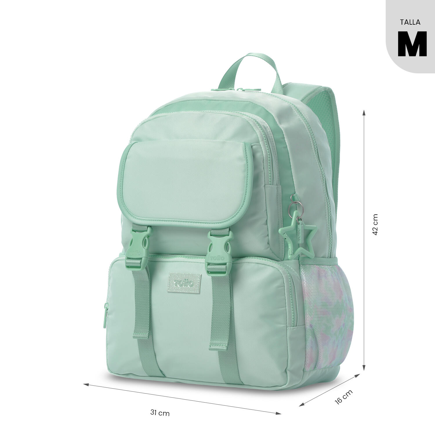 Totto Mochila Infantil Cluw M Verde/Verde Poliéster 31 x 42 x 16 cm 3/5