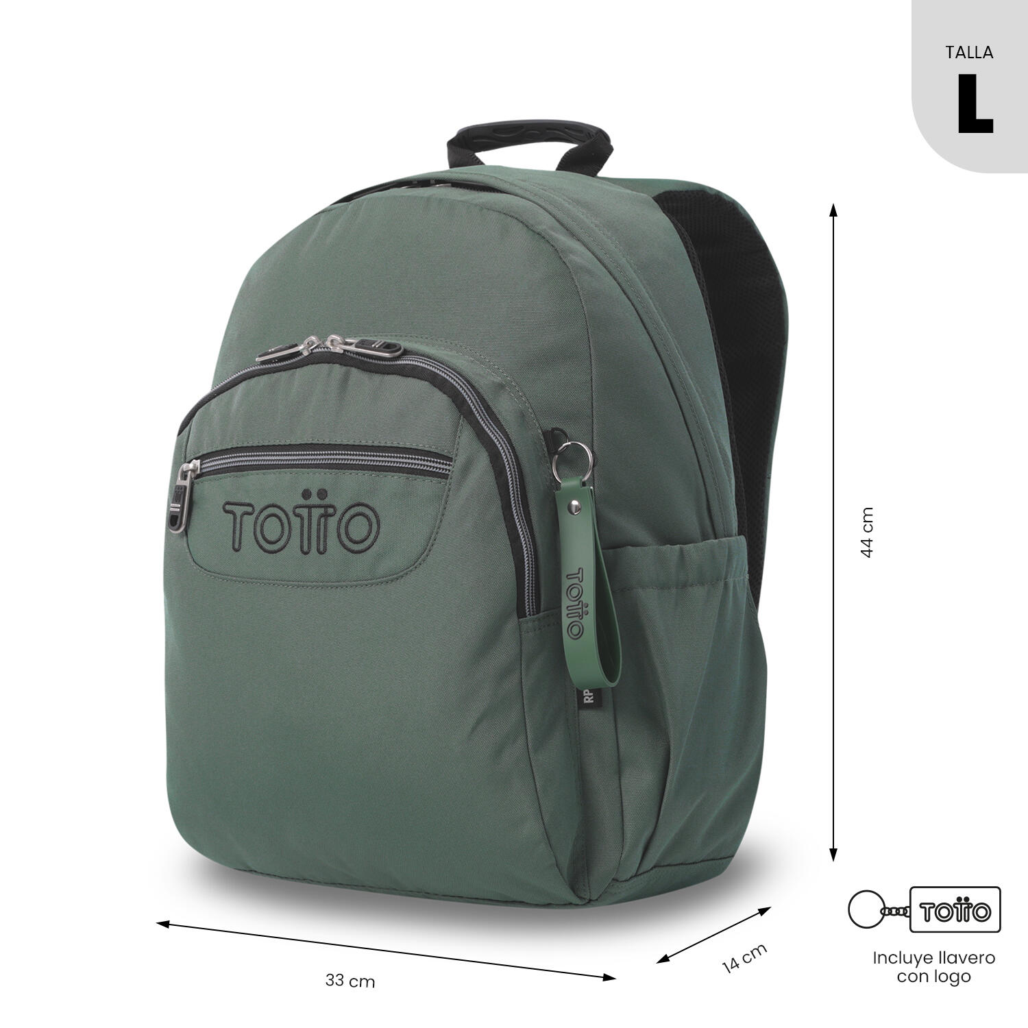 Totto Mochila escolar Acuarela Ecole Solid Dark Forest Poliéster 33 x 44 x 14 c 3/5