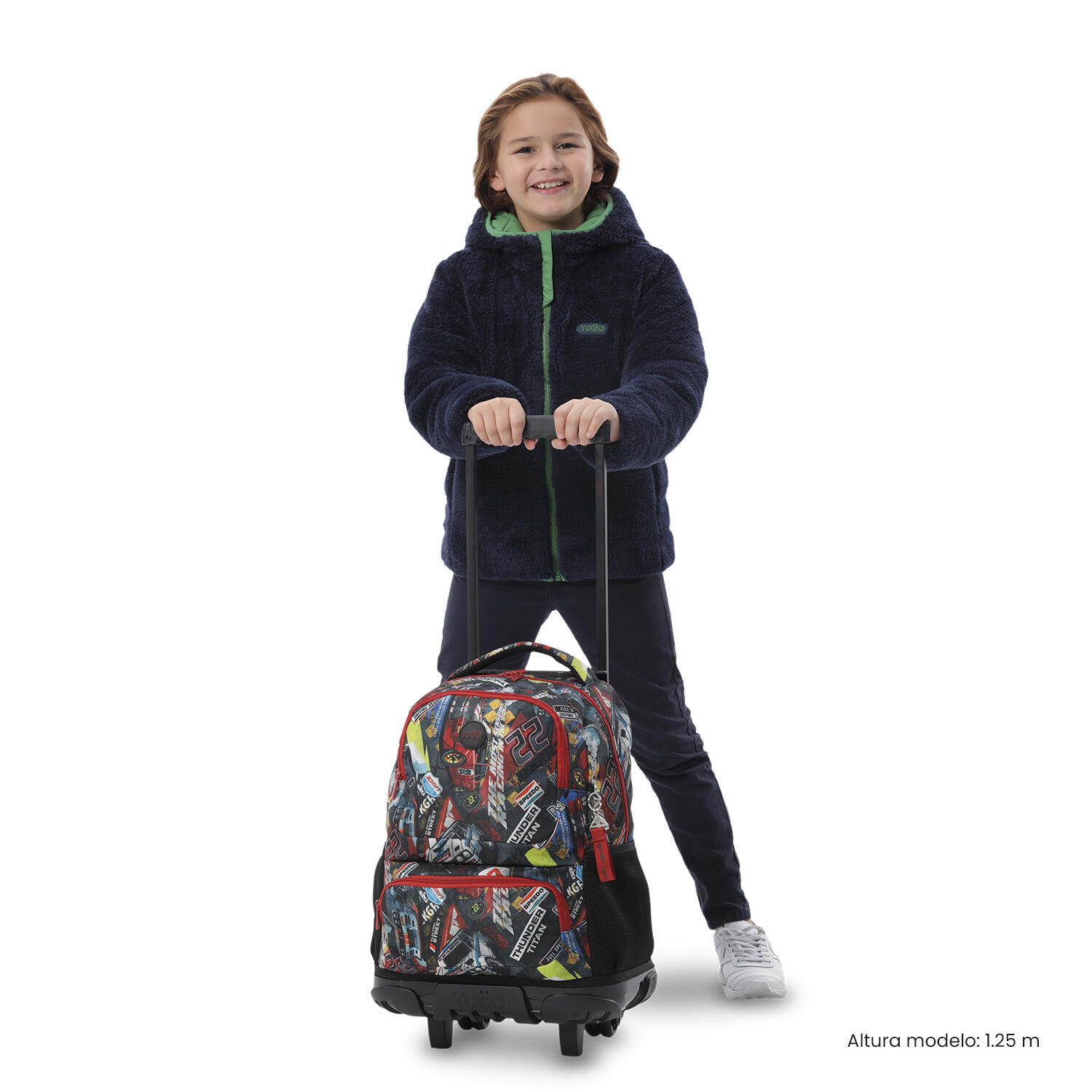 Totto Mochila infantil ruedas SKL L Rally Red Poliéster 32 x 45.5 x 18 cm 2/5