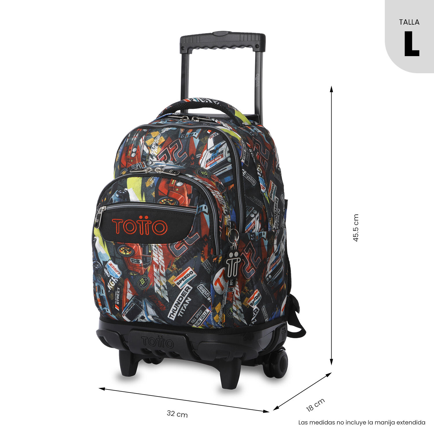 Totto Mochila escolar ruedas Renglones Rally Red Poliéster 32 x 45.5 x 18 cm 3/5