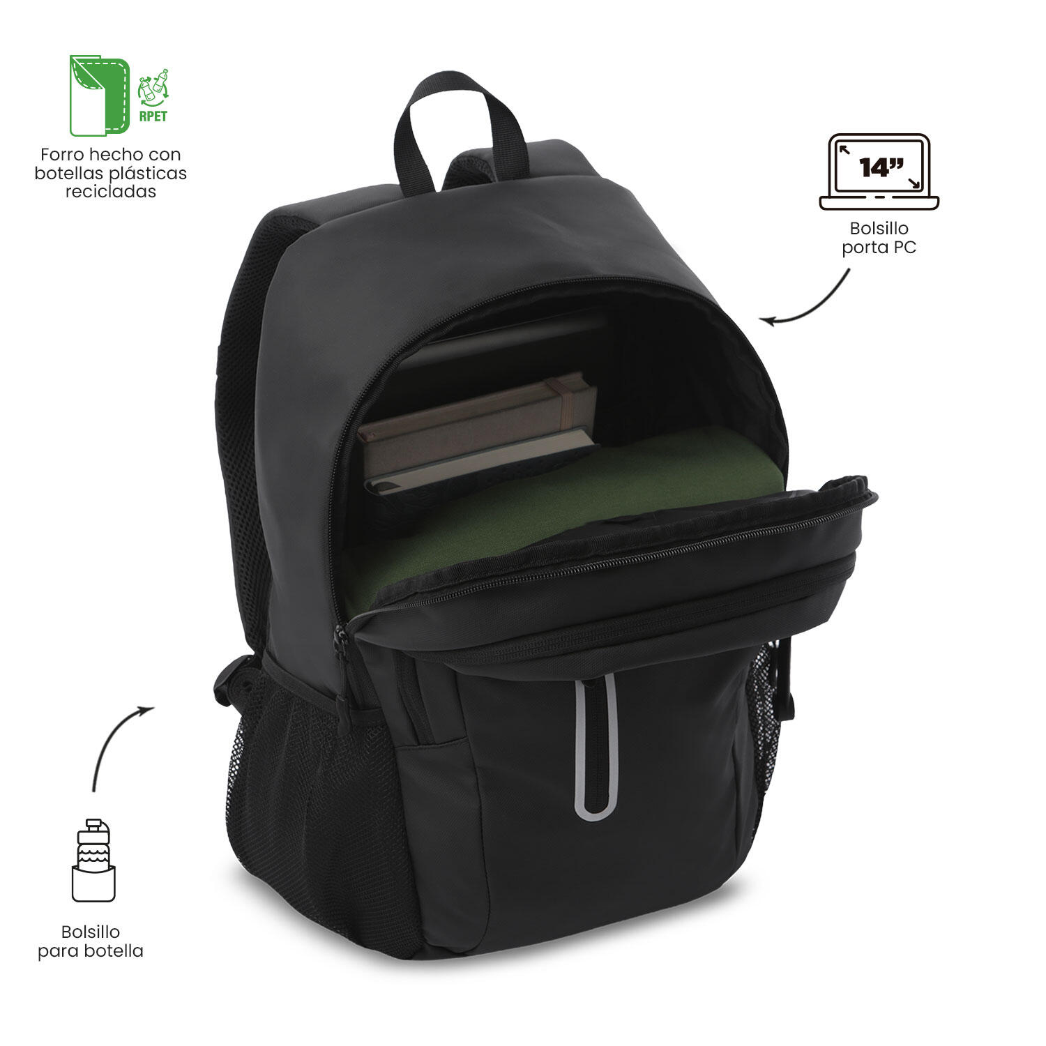 Totto Mochila ejecutiva Sprint Negro/Black Poliuterano 26.5 x 42.5 x 13 cm 5/5