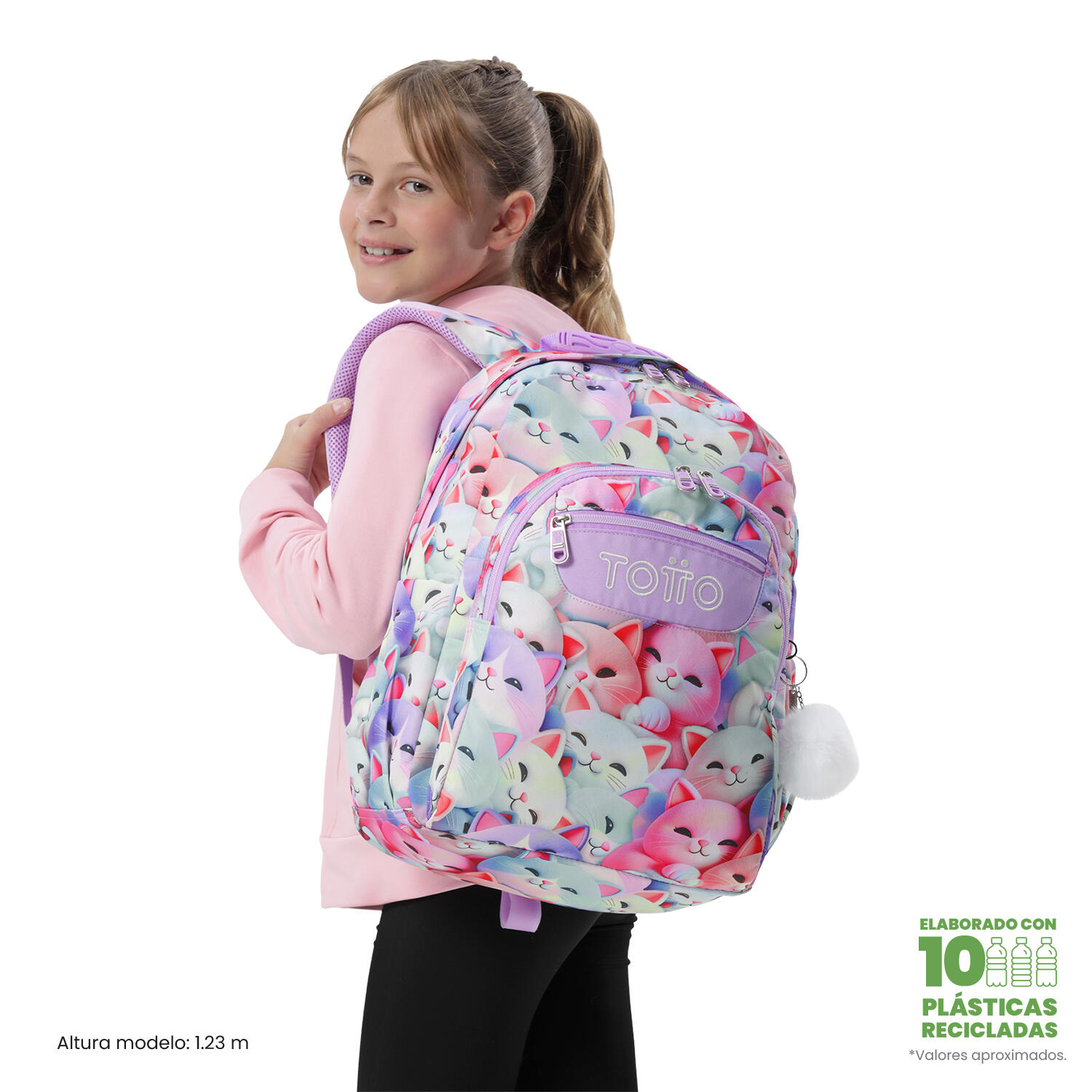 Totto Mochila escolar Acuareles Mewsy 3D Poliéster 33 x 44 x 14 cm 2/5