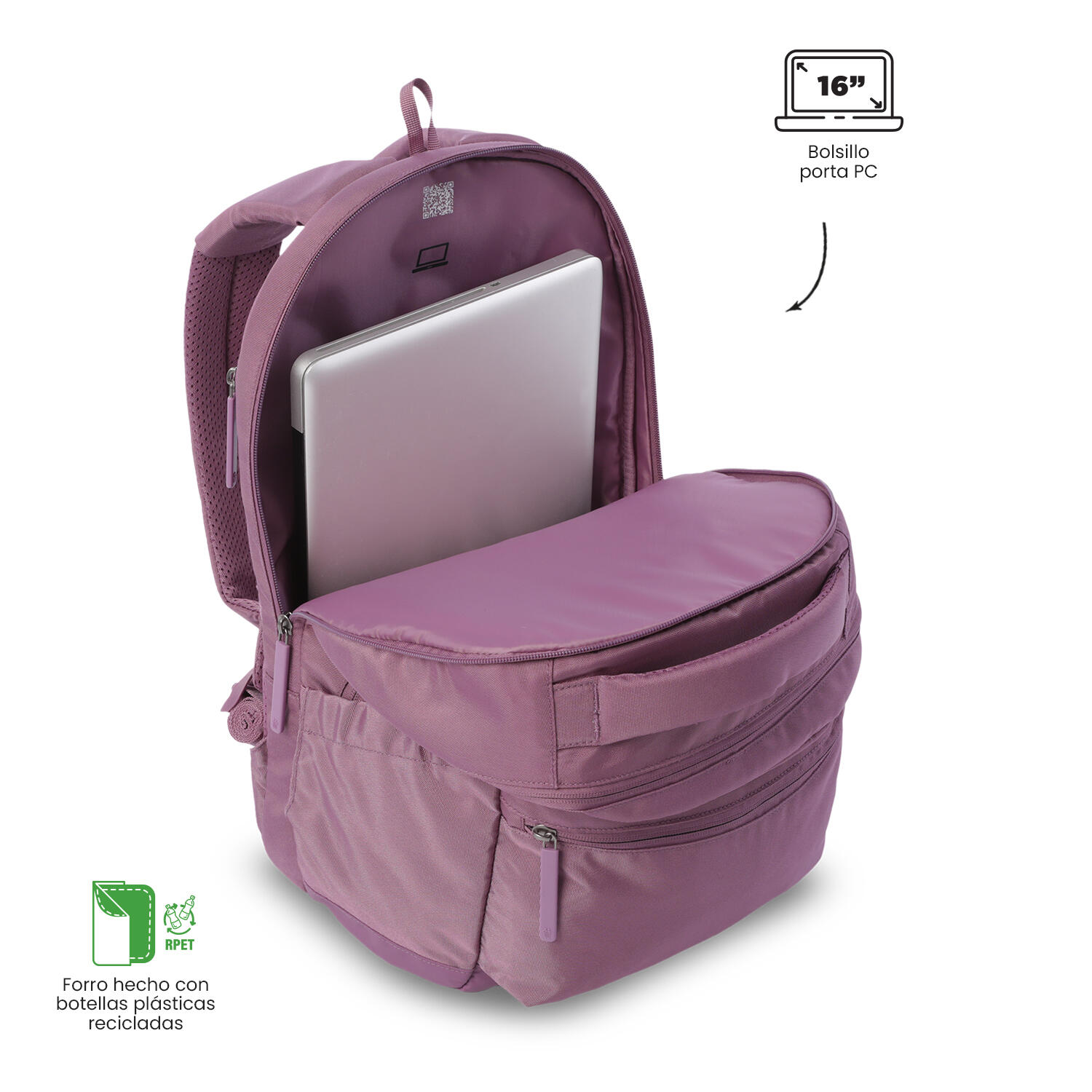 Totto Mochila urbana Comfort 2.0 Grape Nectar Poliéster 32 x 45.5 x 17 cm 5/5