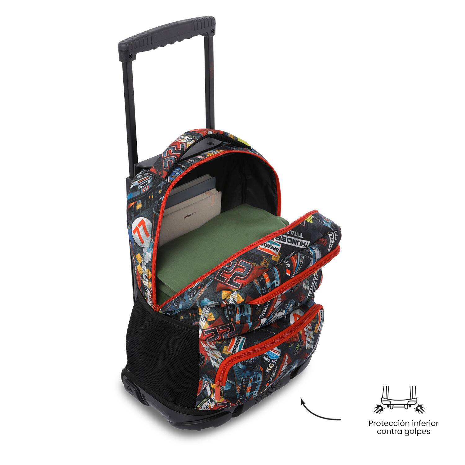 Totto Mochila infantil ruedas SKL L Rally Red Poliéster 32 x 45.5 x 18 cm 5/5
