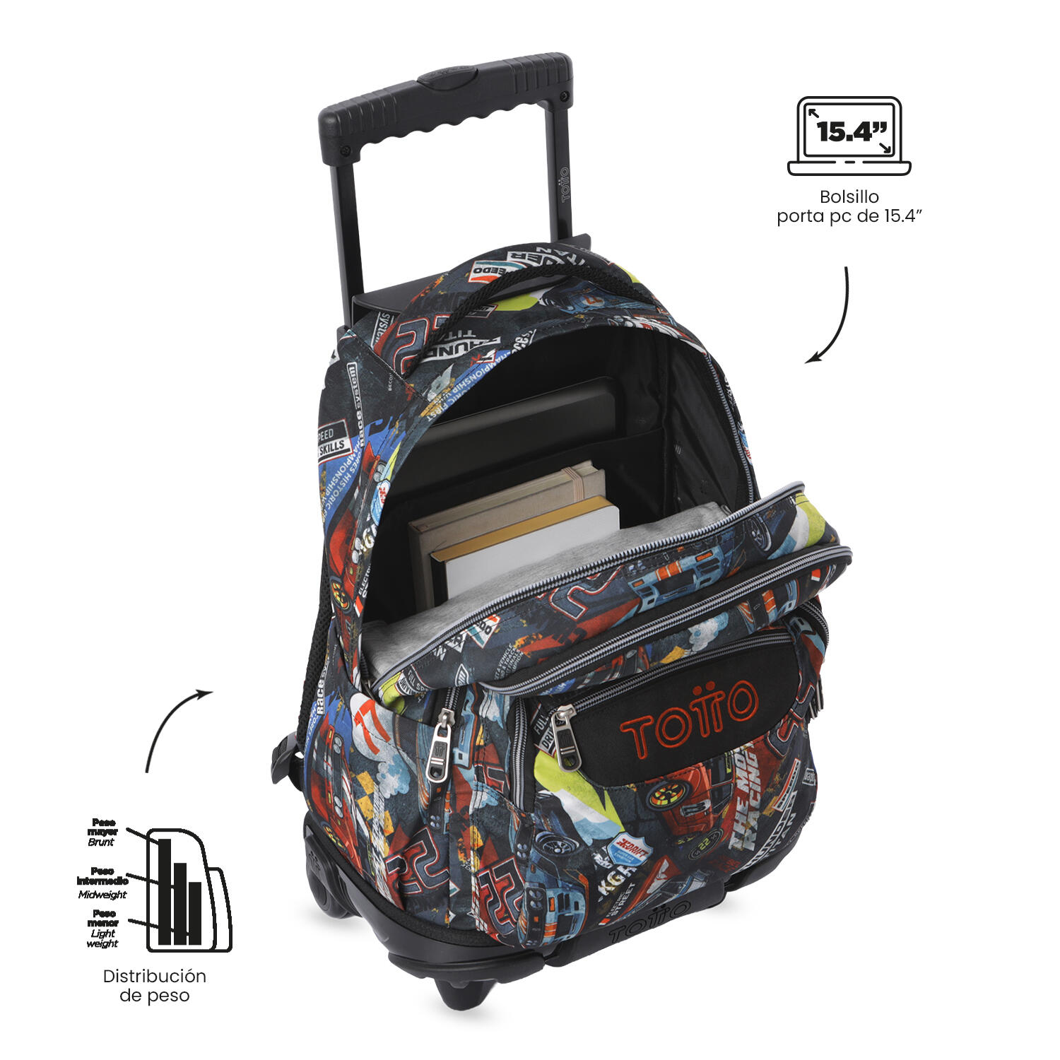 Totto Mochila escolar ruedas Renglones Rally Red Poliéster 32 x 45.5 x 18 cm 5/5