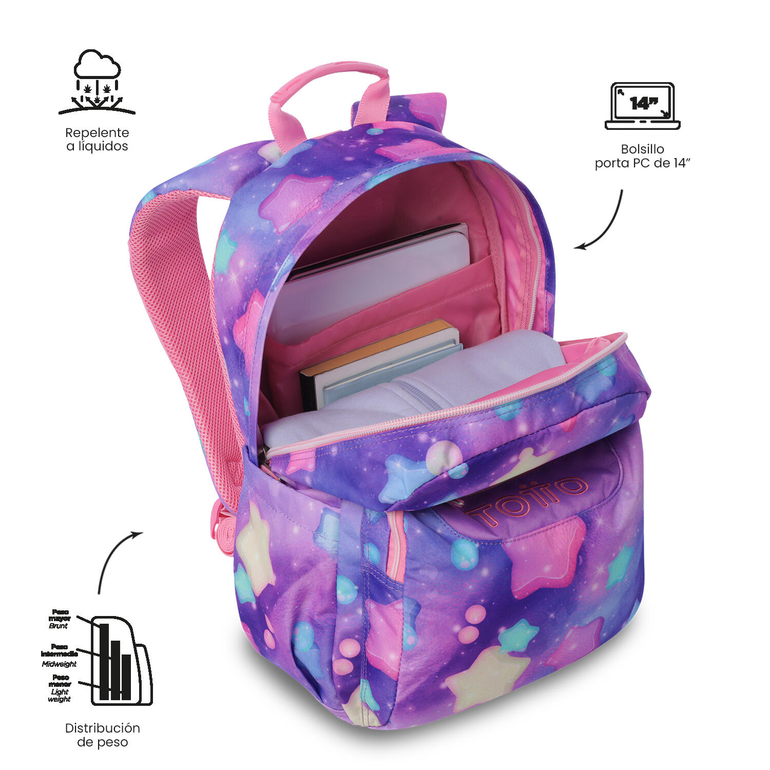 Totto Mochila escolar Acuareles Ster Poliéster 33 x 44 x 14 cm 5/5