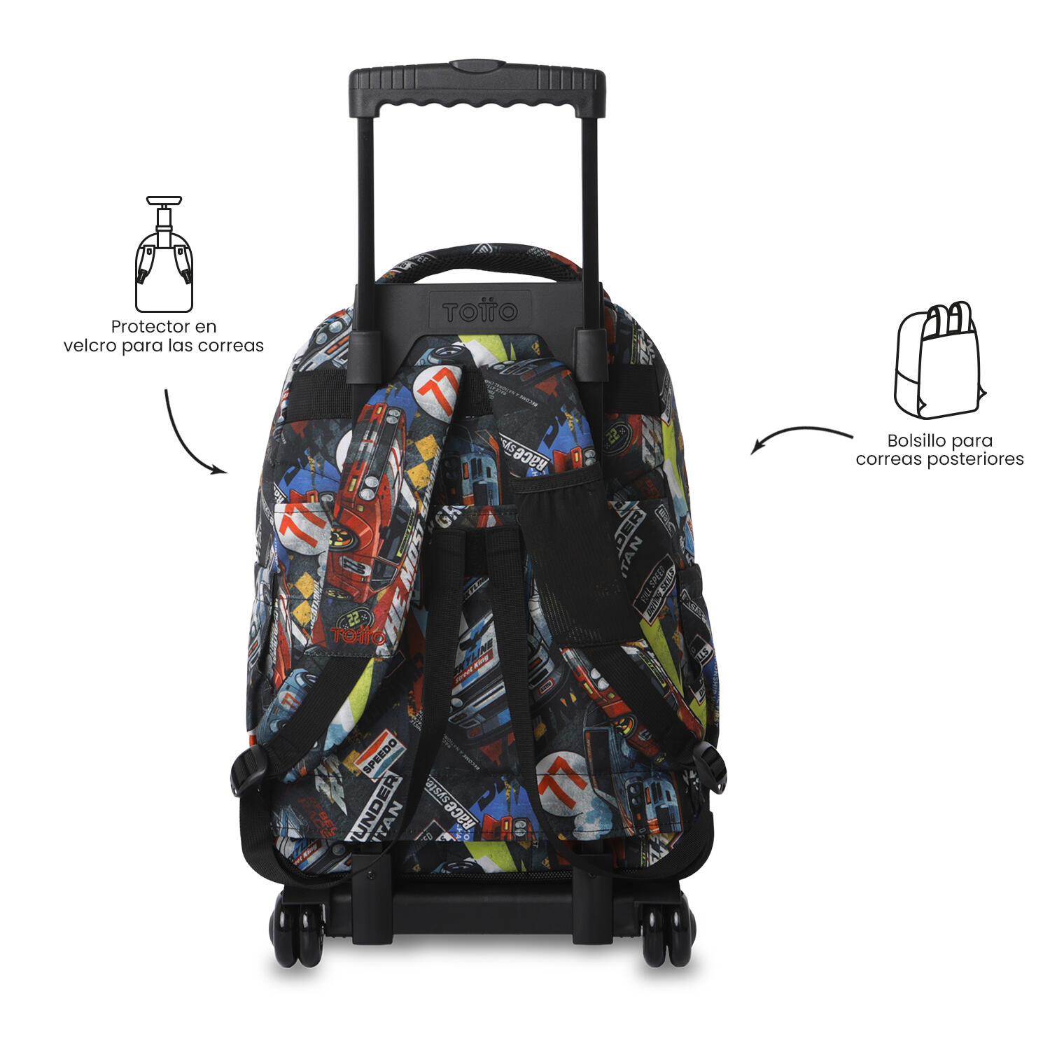 Totto Mochila escolar ruedas Renglones Rally Red Poliéster 32 x 45.5 x 18 cm 4/5