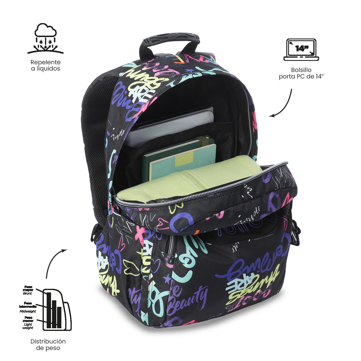 Totto Mochila escolar Acuareles Letry Poliéster 33 x 44 x 14 cm 5/5