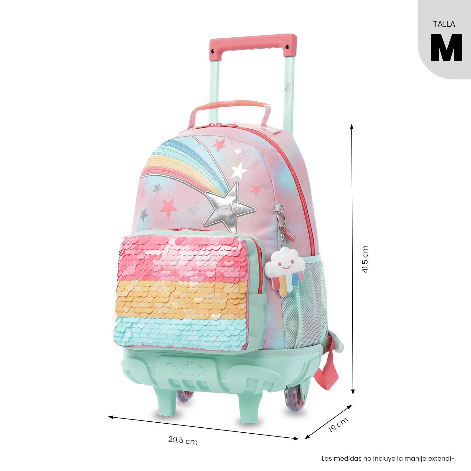 Totto Mochila infantil ruedas Rainbow Star M Rainbow Star Poliéster 29.5 x 41.5 3/5