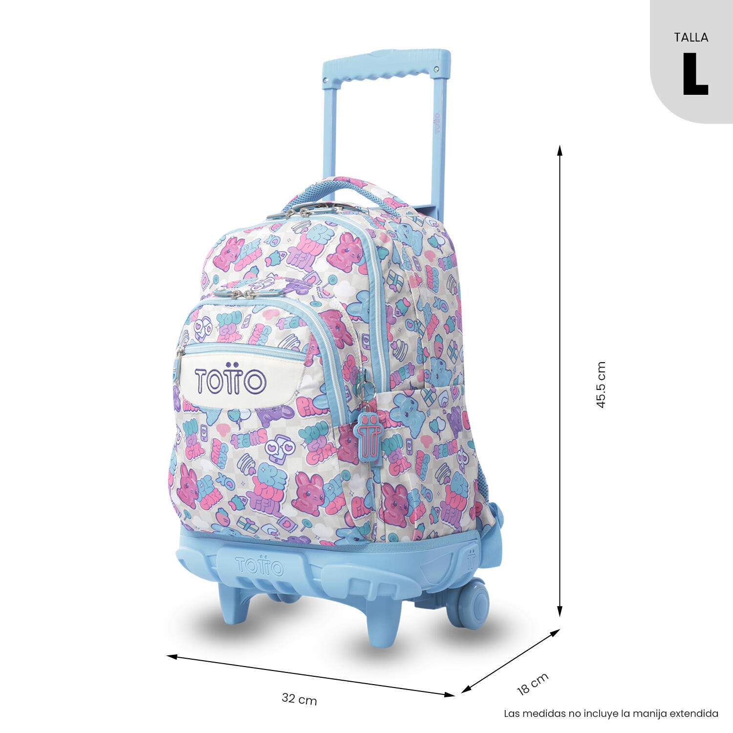 Totto Mochila escolar ruedas Renglones Gommis Poliéster 32 x 45.5 x 18 cm 3/5