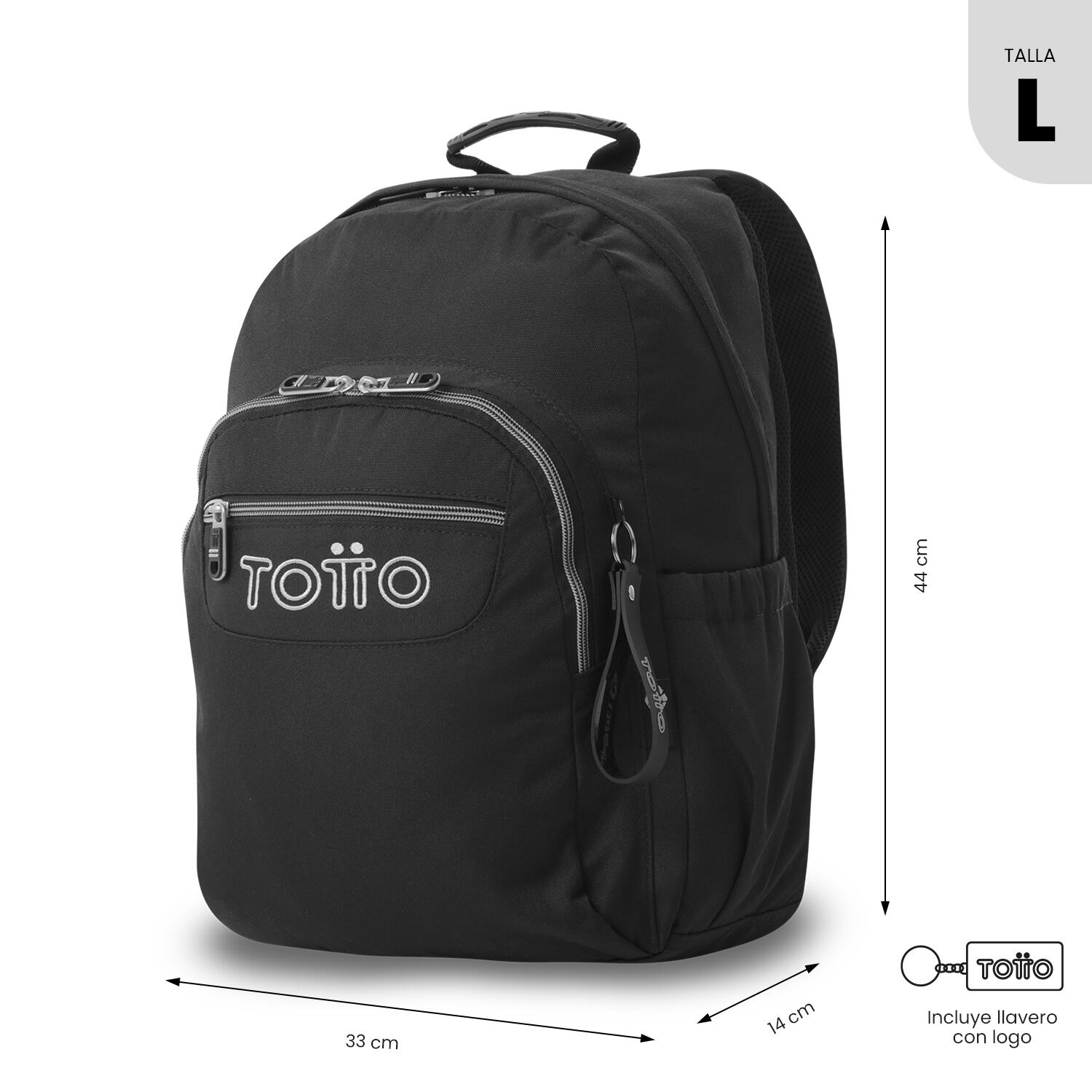 Totto Mochila urbana Acuarela Ecole Solid Negro/Black Poliéster 33 x 44 x 14 cm 3/5