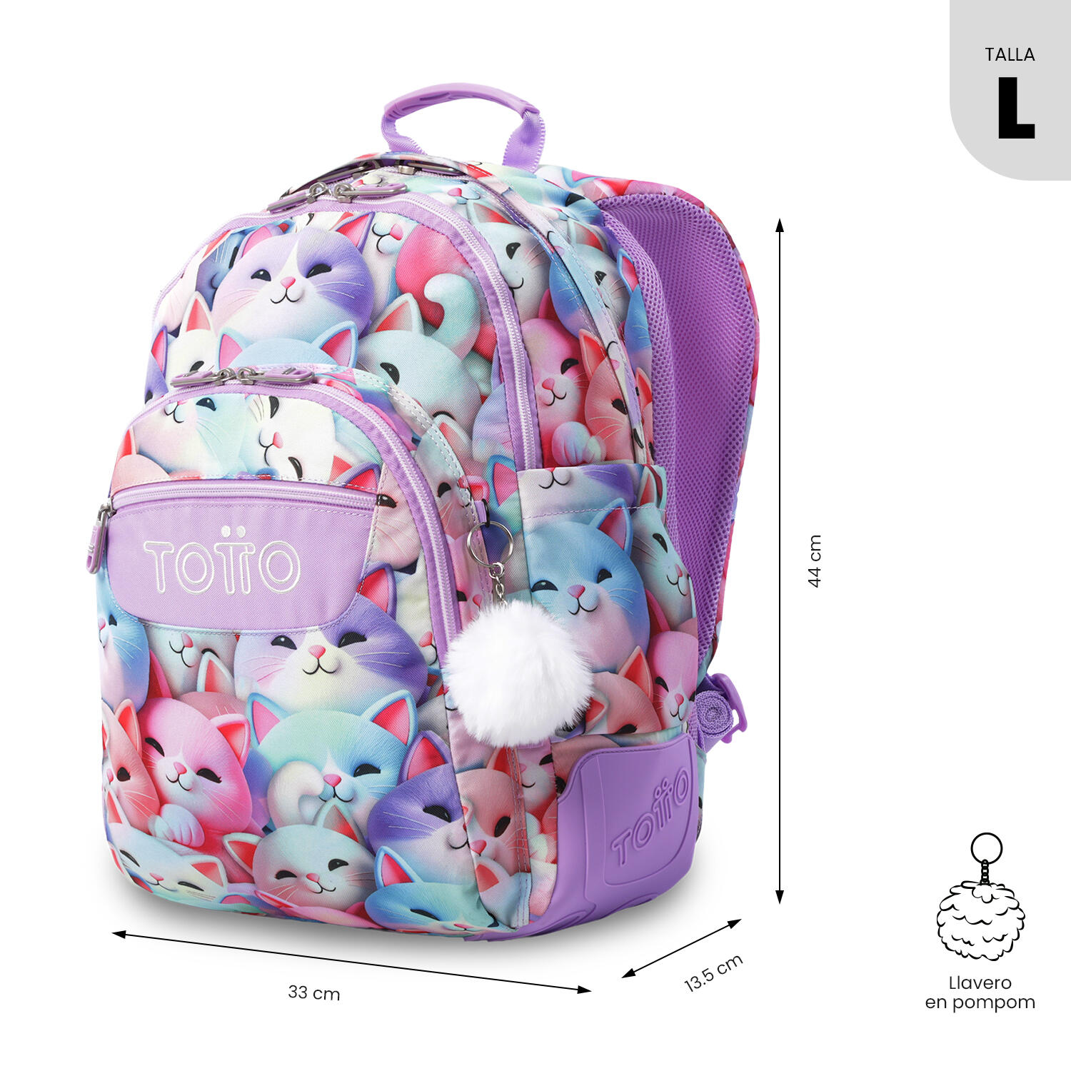 Totto Mochila escolar Rayol Mewsy 3D Poliéster 33 x 44 x 13.5 cm 3/5