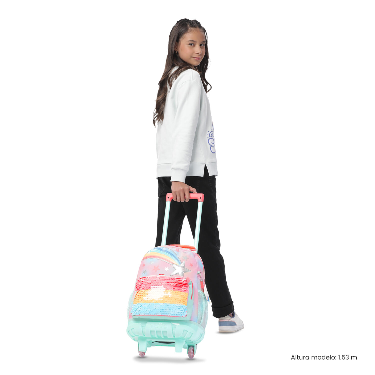 Totto Mochila infantil ruedas Rainbow Star M Rainbow Star Poliéster 29.5 x 41.5 2/5