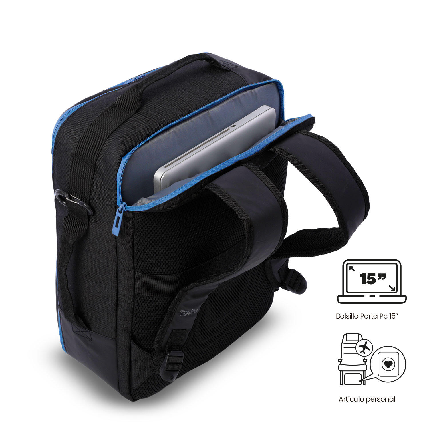 Totto Mochila viaje Trama Negro/Blue Horizon Poliéster 32x 42 x 20 cm 4/5