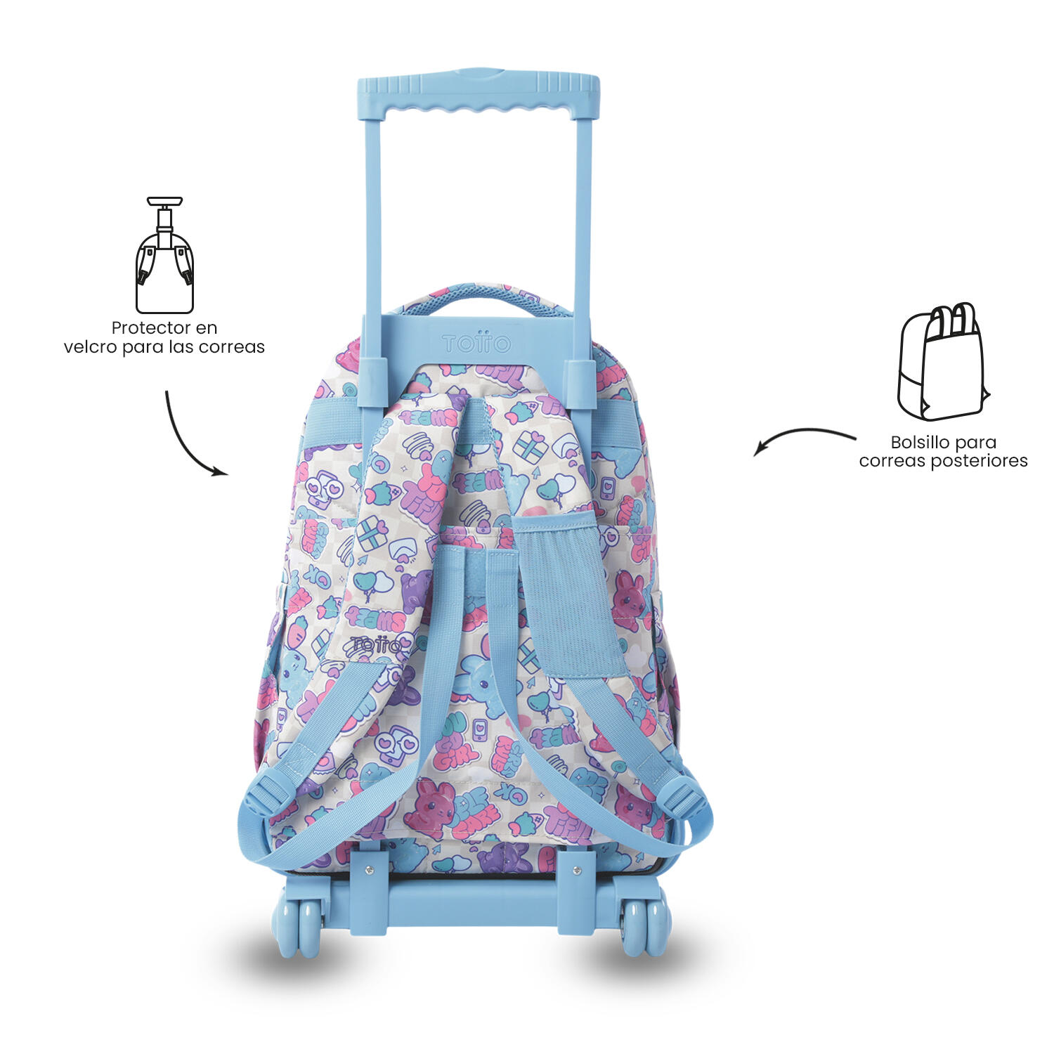 Totto Mochila escolar ruedas Renglones Gommis Poliéster 32 x 45.5 x 18 cm 4/5