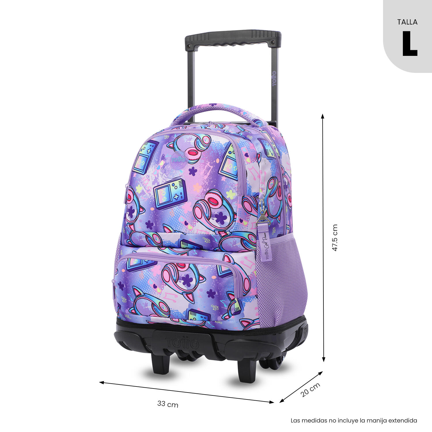 Totto Mochila infantil ruedas SKL L Meowsical Poliéster 32 x 45.5 x 18 cm 3/5