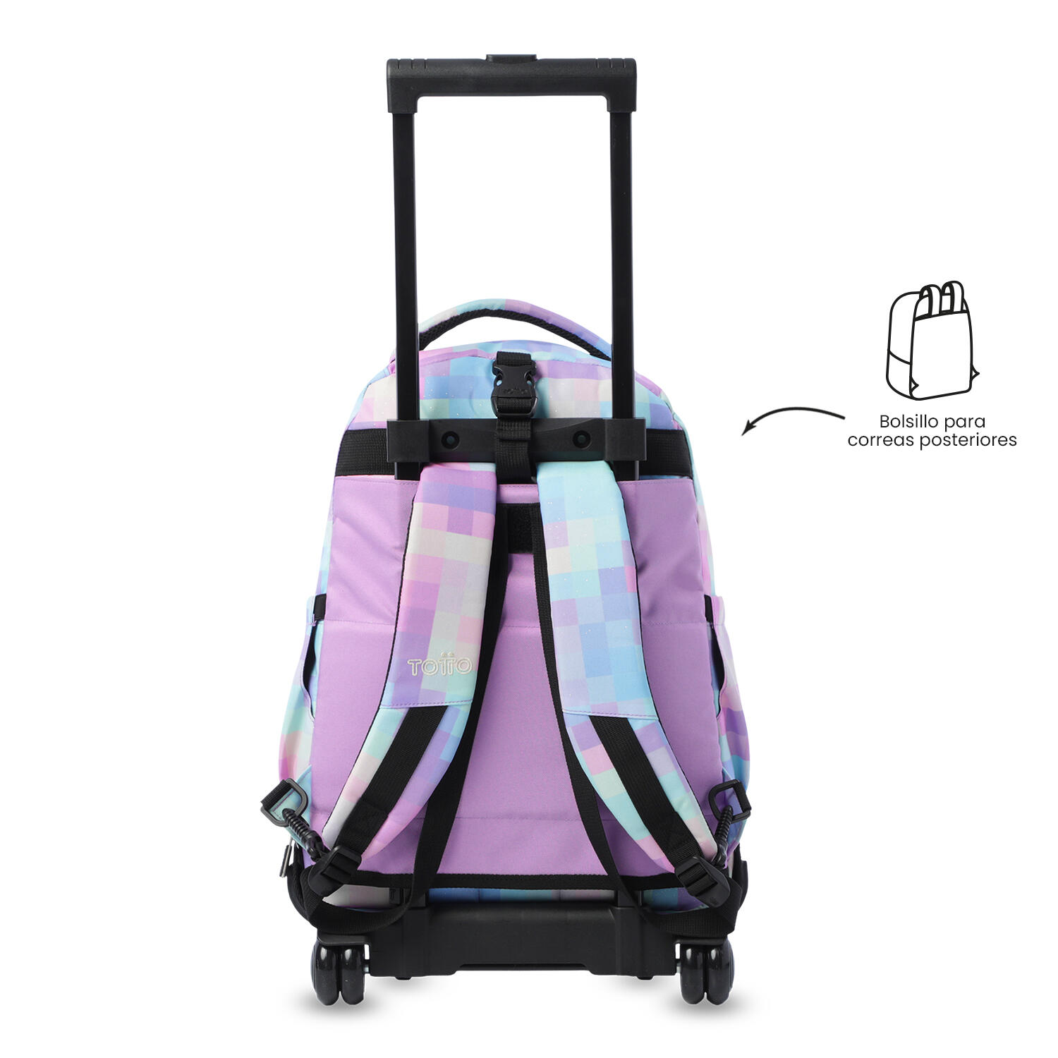 Totto Mochila escolar ruedas Tiza Desmontable Glitter Pixelly Poliéster 32 x 45 4/5