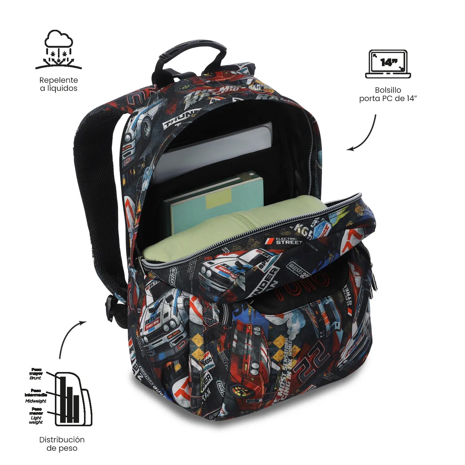 Totto Mochila escolar Acuareles Rally Red Poliéster 33 x 44 x 14 cm 5/5