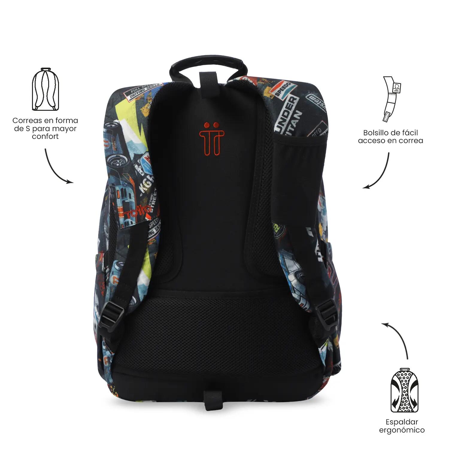Totto Mochila escolar Acuareles Rally Red Poliéster 33 x 44 x 14 cm 4/5
