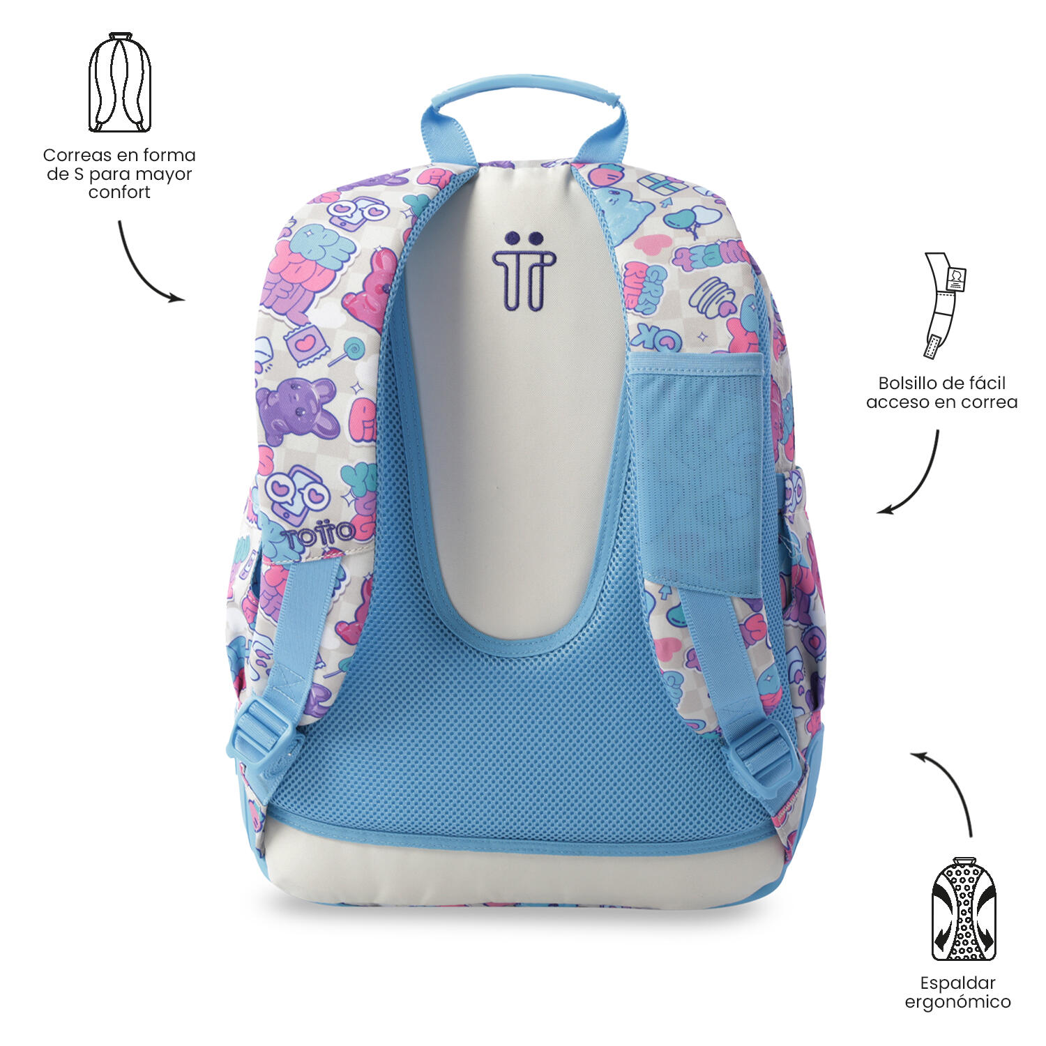 Totto Mochila escolar Rayol Gommis Poliéster 33 x 44 x 13.5 cm 4/5